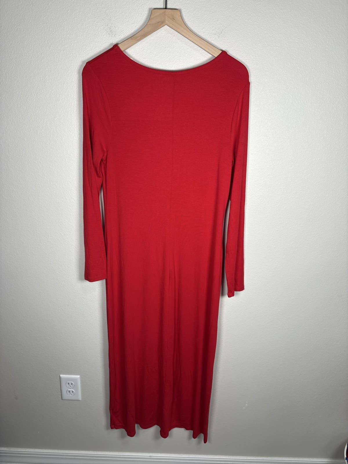 A New Day Womens Red Long Sleeve Round Neck Knit Midi Dress XL - Thumbnail 3