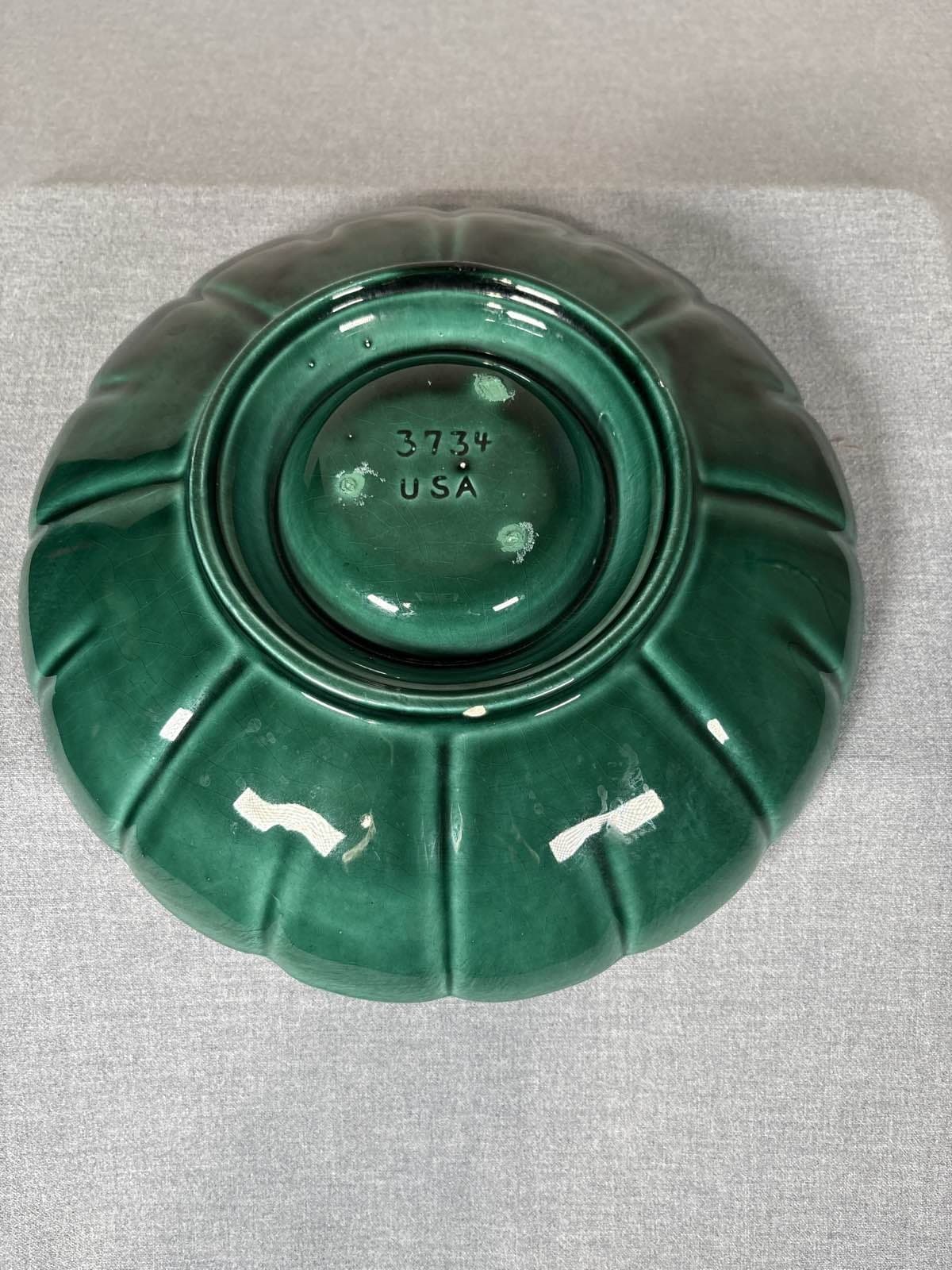 VTG MCM Green Ceramic Leaf Divided Chip Dip Platter - Thumbnail 2