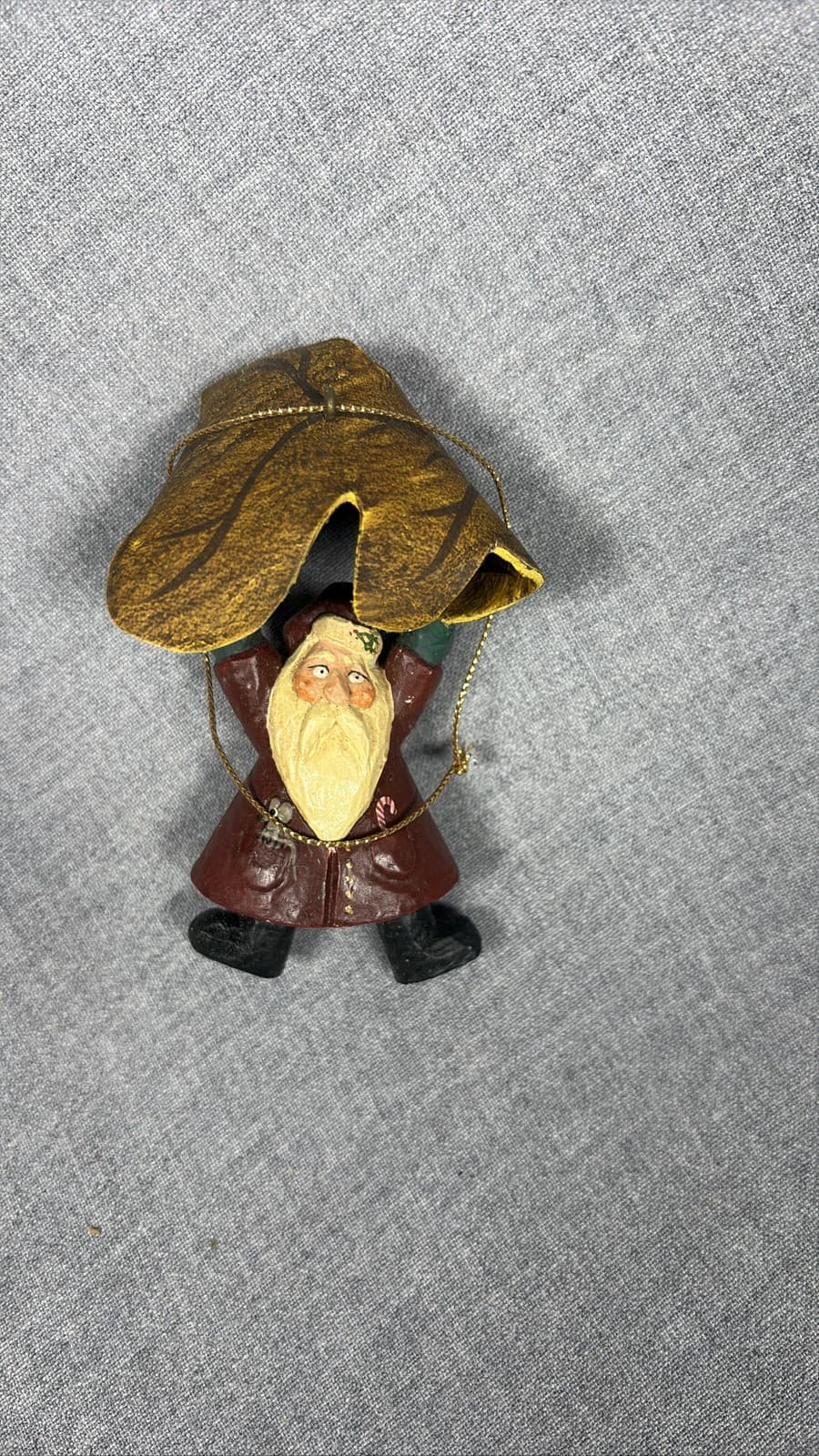David Frykman Santa Under Leaf Hanging Christmas Ornament Folk Art