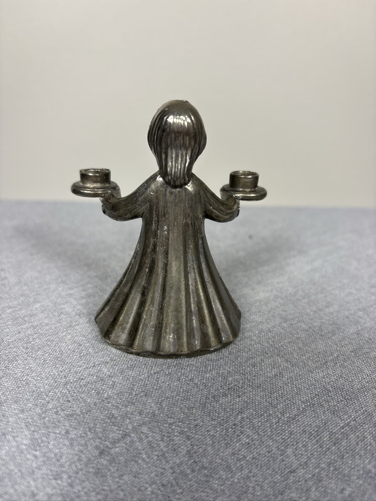 Italy Silver Plated Choir Boy Girl Figural Dual Candle Holder 3.5 - Thumbnail 2