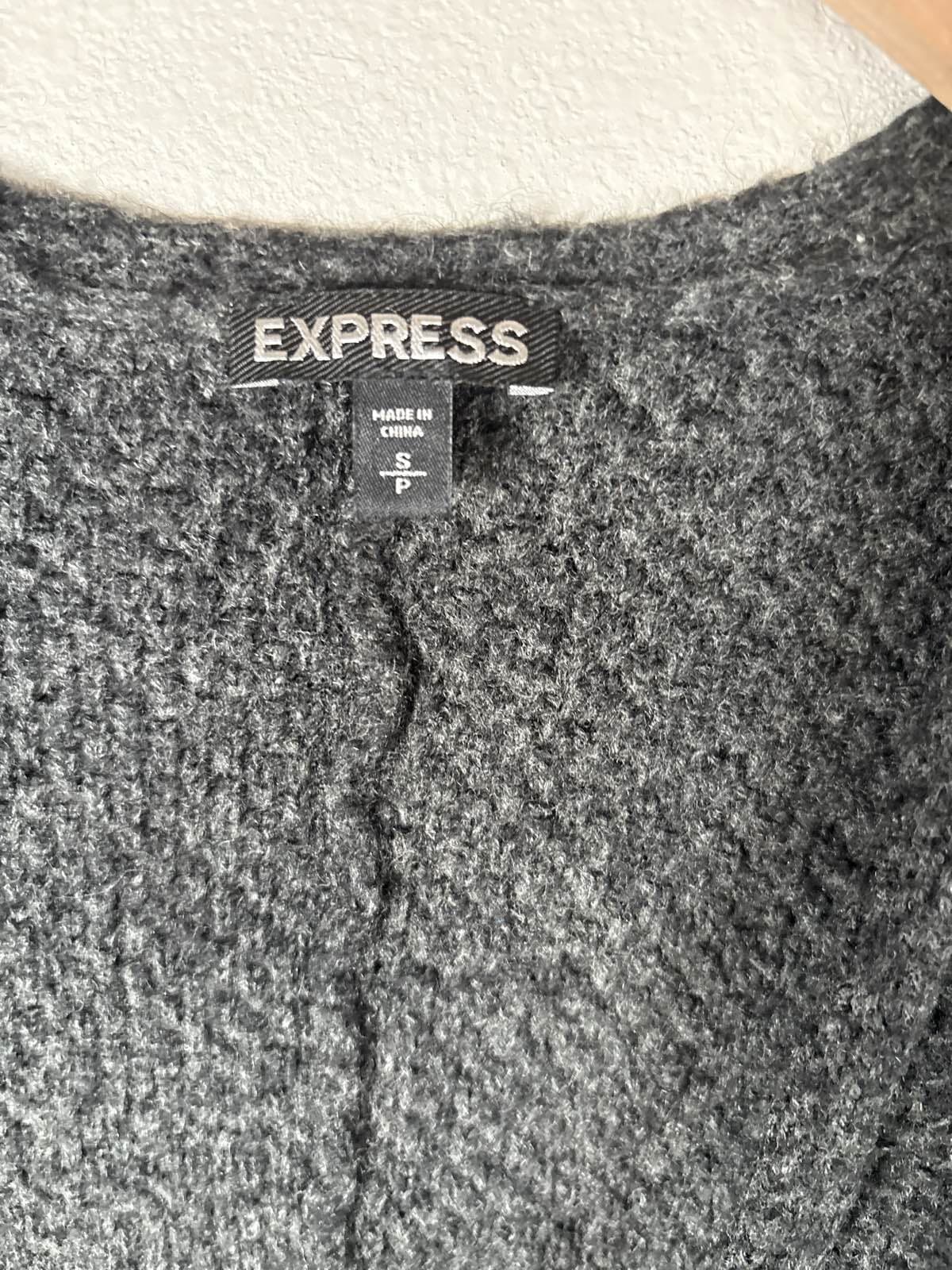 EXPRESS Cardigan Womens Small Gray Knit Open Front Cozy - Thumbnail 2