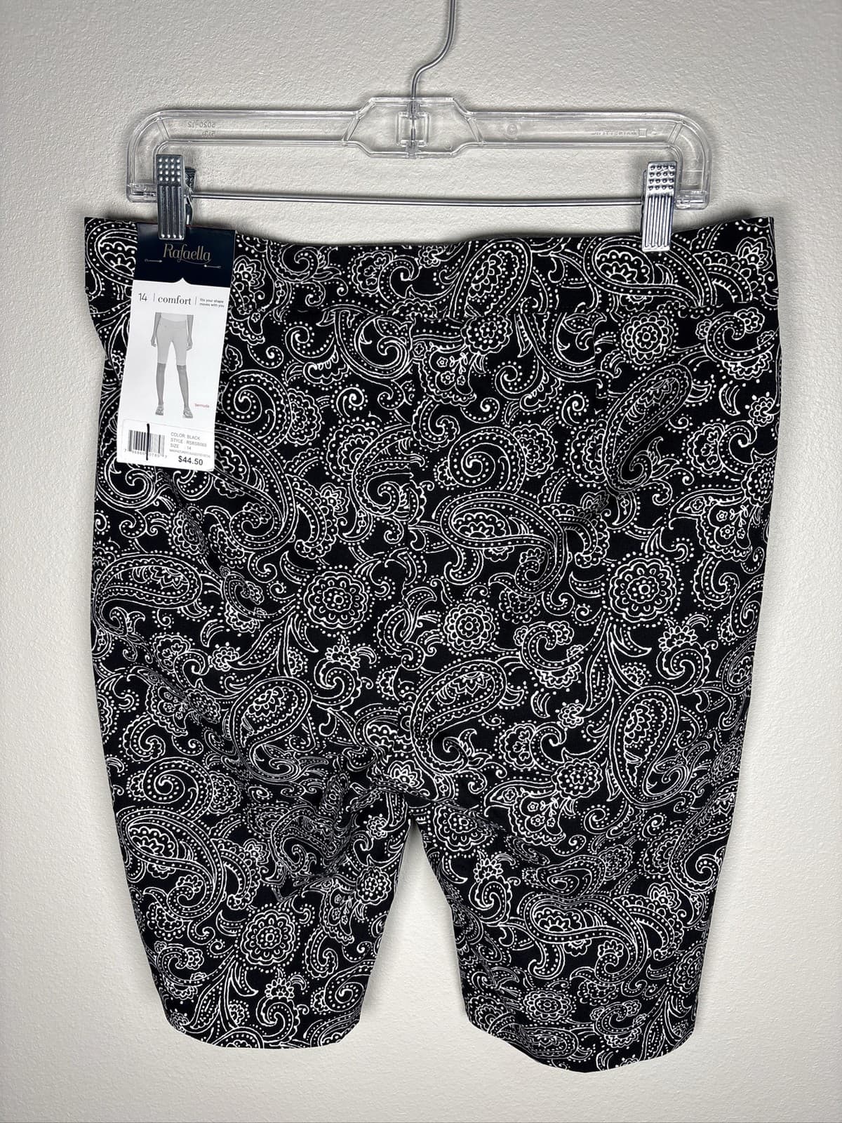 Rafaella Comfort Womens Size 14 Black Paisley Pull On Bermuda Shorts - Thumbnail 2