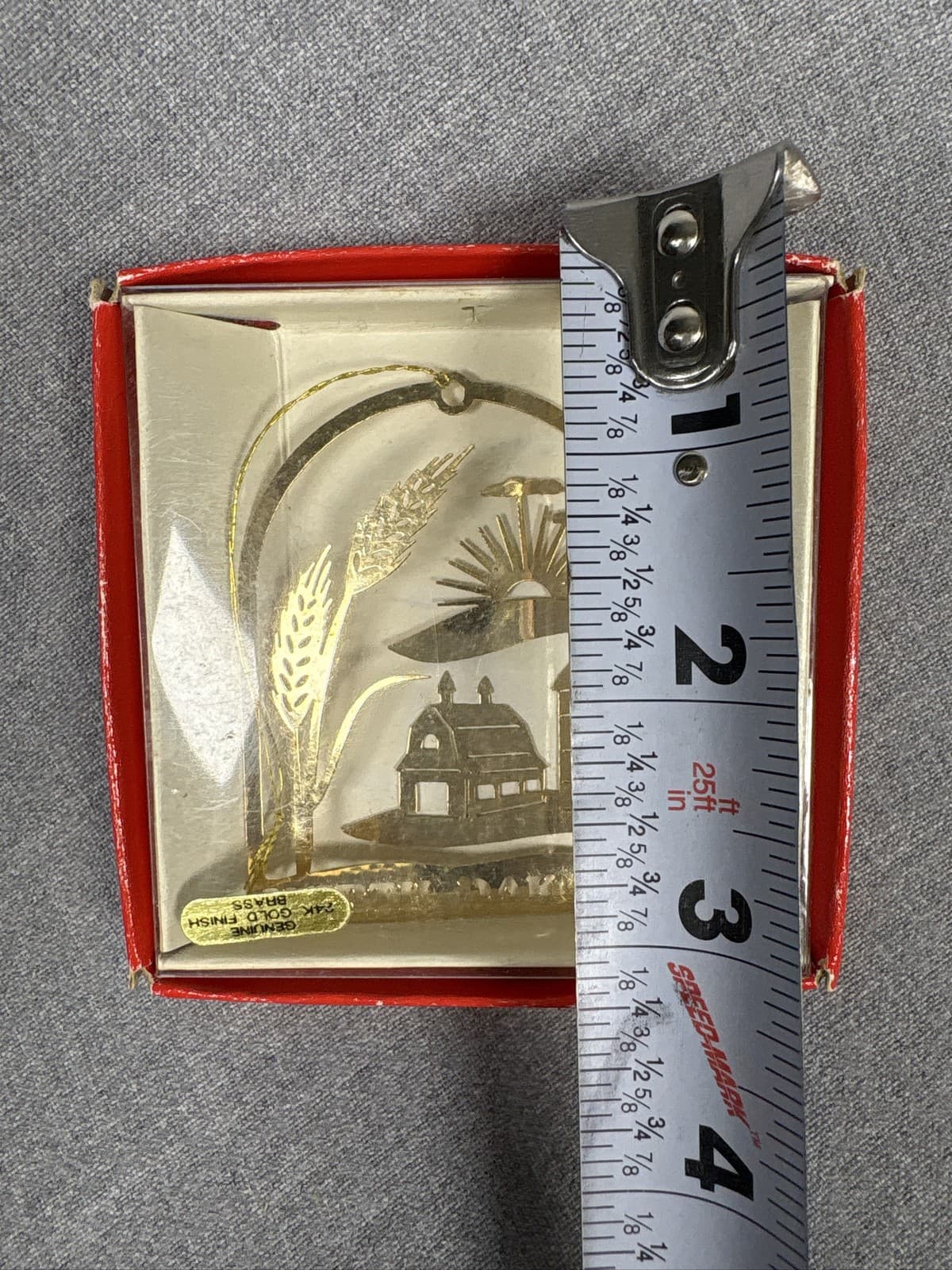 Nations Treasures North Dakota 24K Gold Finish Brass Barn Ornament - Thumbnail 2