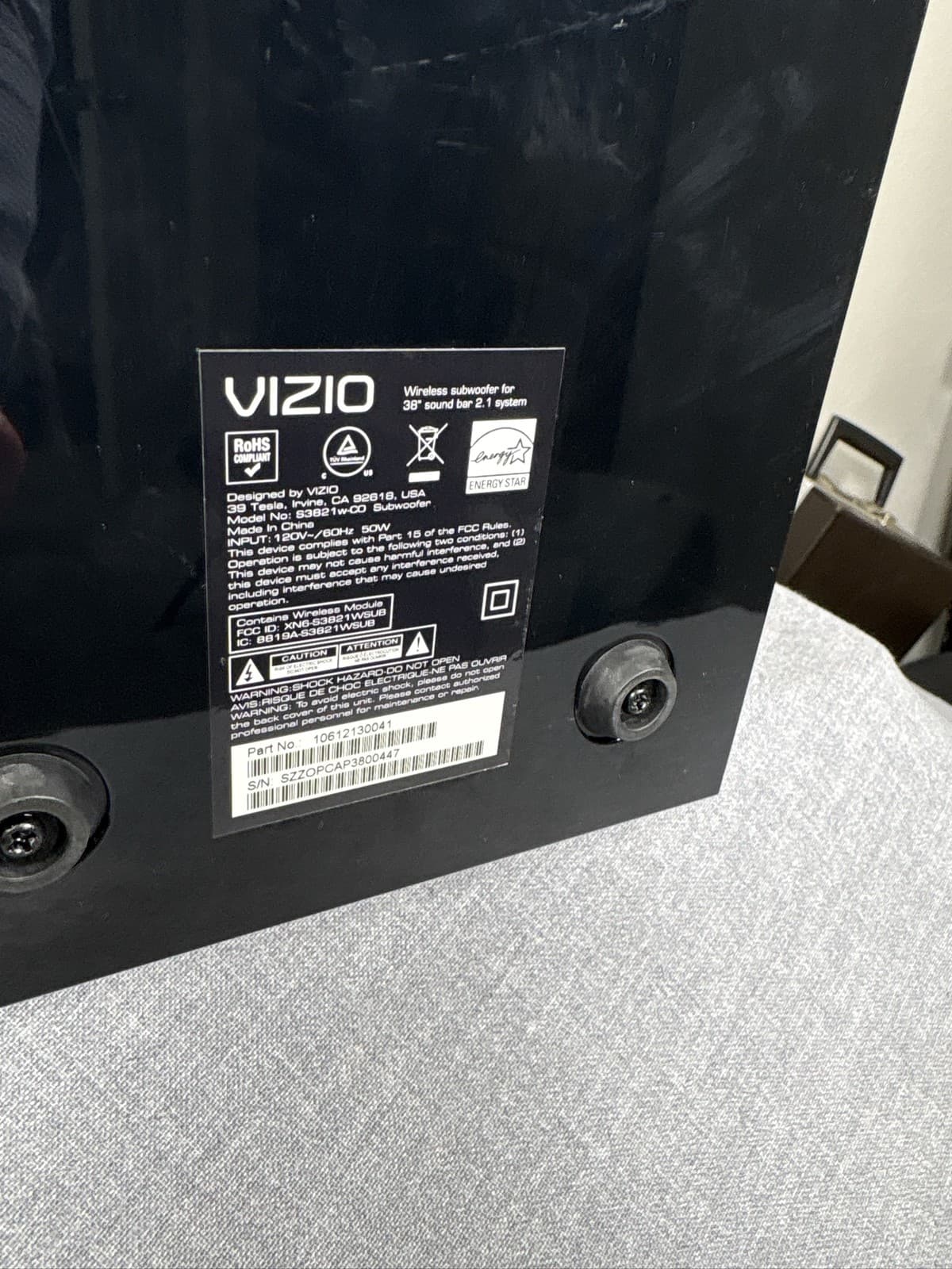 Vizio S3821w-C0 Wireless Subwoofer - Thumbnail 4
