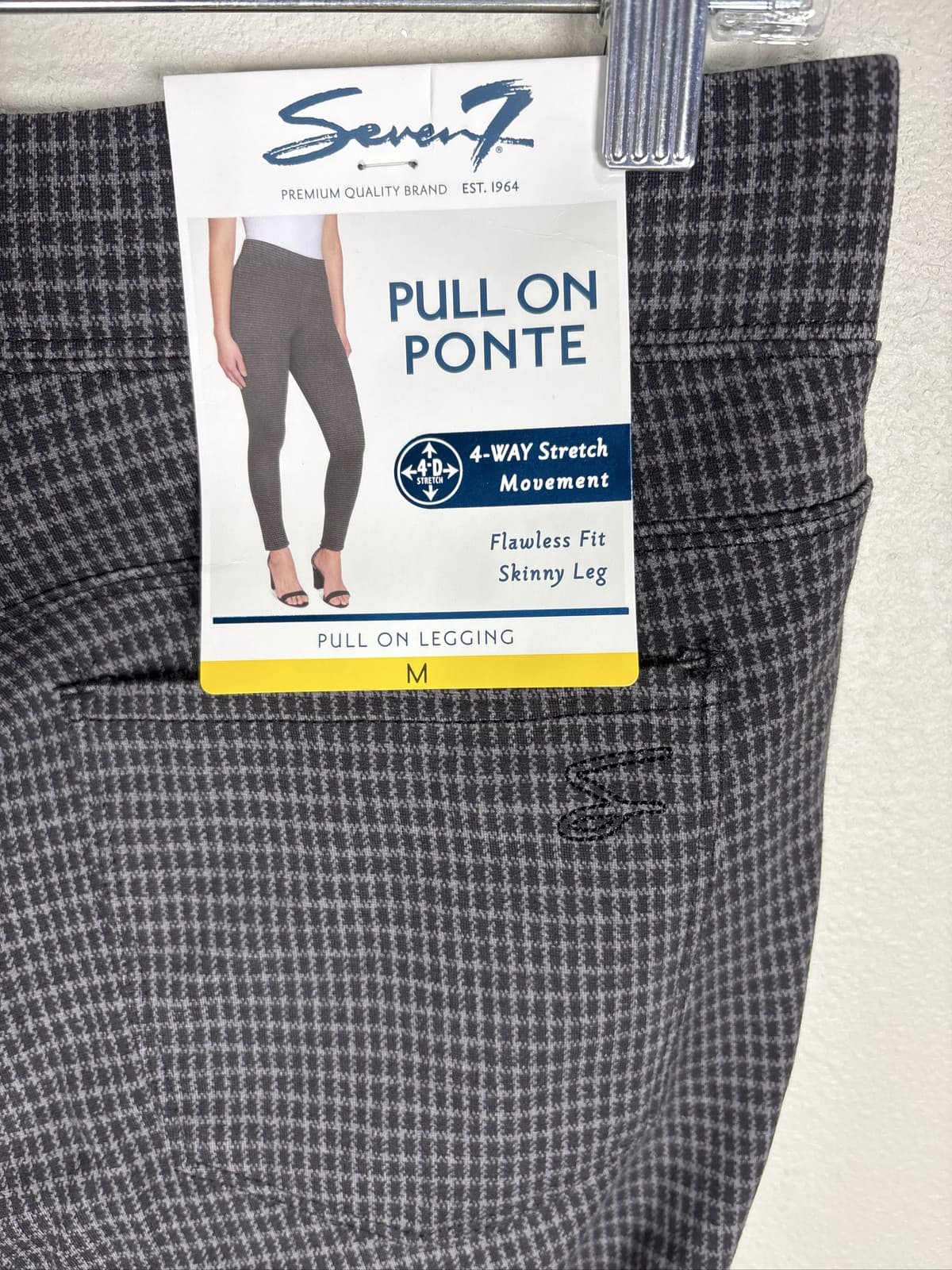 Seven7 Womens M Glen Plaid Pull On Ponte Legging Pants Skinny Stretch - Thumbnail 5