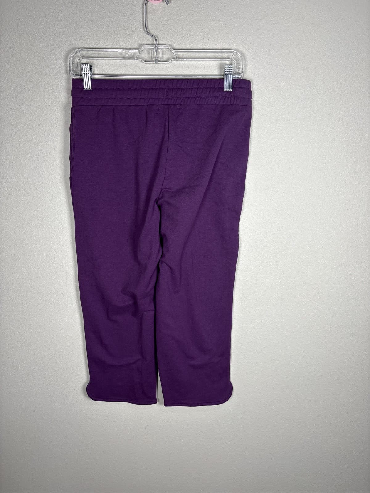 Eddie Bauer Women French Terry Capri Pants Purple Small Drawstring - Thumbnail 4