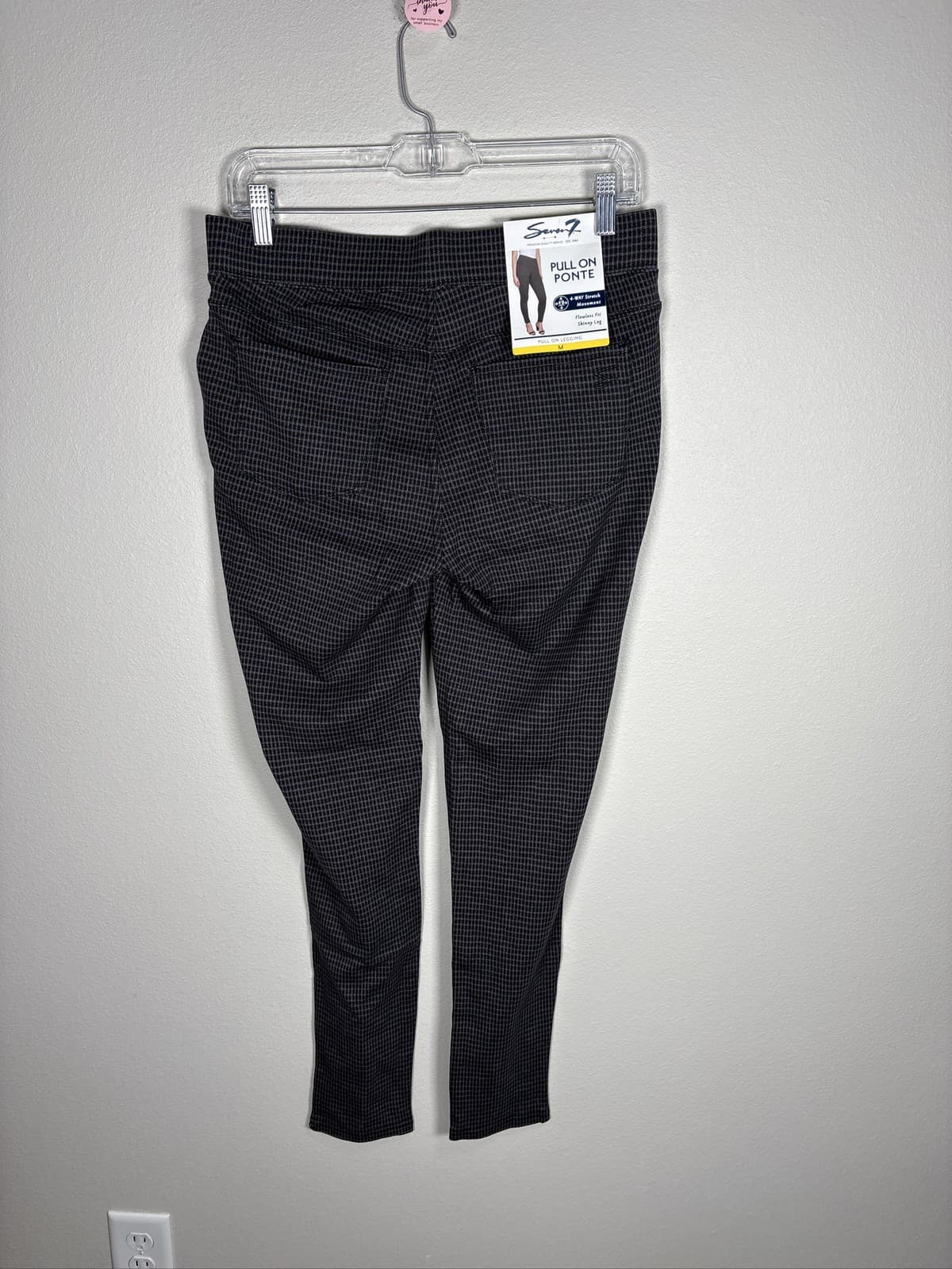 Seven7 Womens M Glen Plaid Pull On Ponte Legging Pants Skinny Stretch - Thumbnail 4