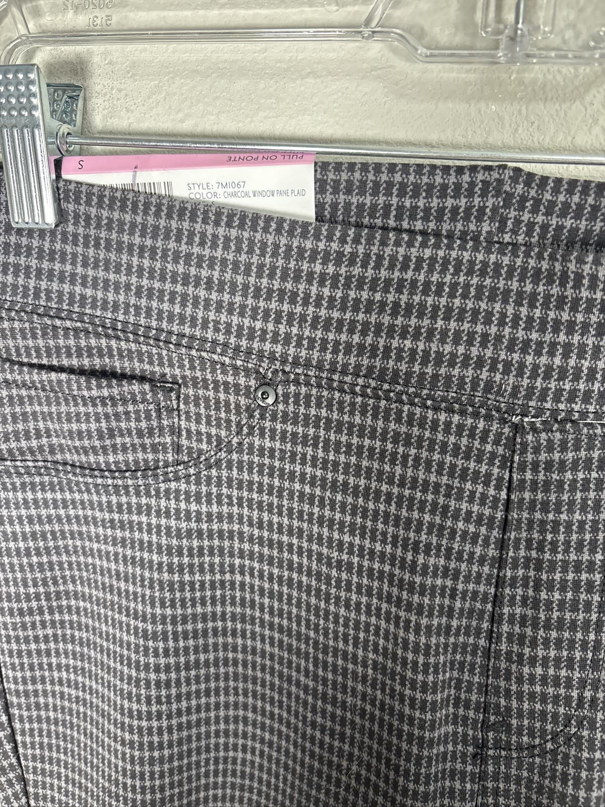 Seven7 Women's Pull On Ponte Leggings Plaid Skinny Pants Gray Size S - Thumbnail 2