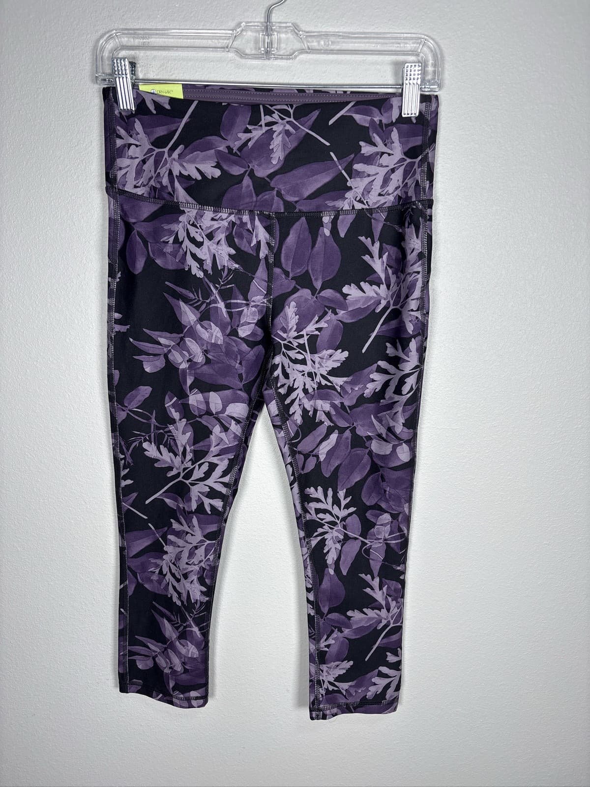 Marika Sport Purple Black Leaf Floral Capri Leggings Womens Size Medium - Thumbnail 3