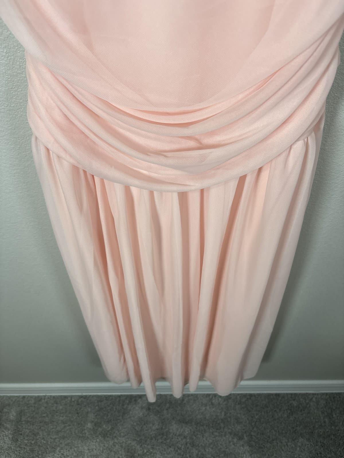 NWT Davids Bridal Pink Ruffle Jersey Maxi Dress SZ L Formal Gown The Edit DB - Thumbnail 4