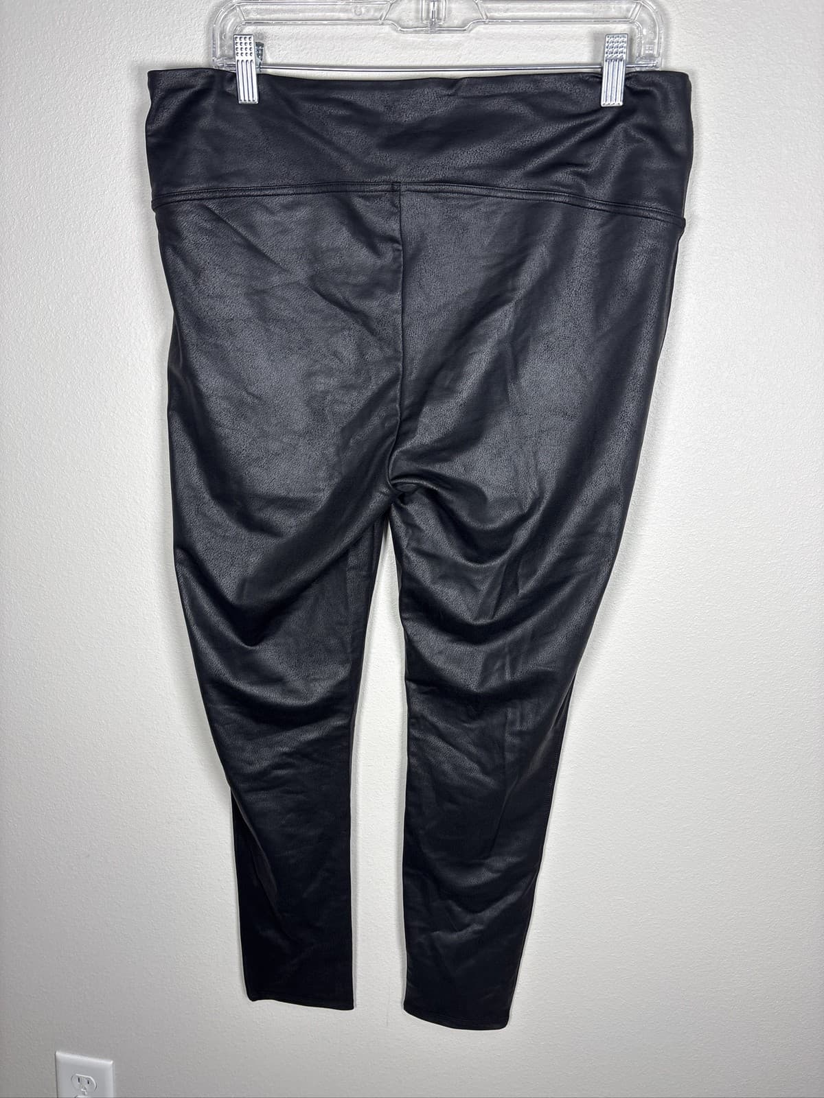Seven7 Womens Black Faux Leather High Rise Stretch Leggings Pants XL - Thumbnail 2