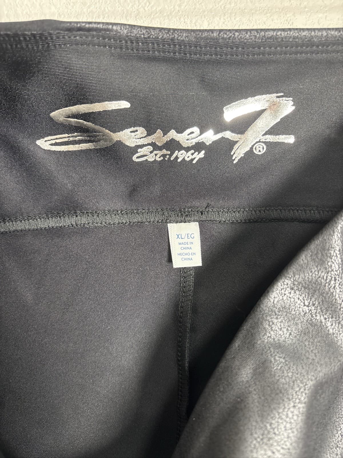 Seven7 Womens Black Faux Leather High Rise Stretch Leggings Pants XL - Thumbnail 3