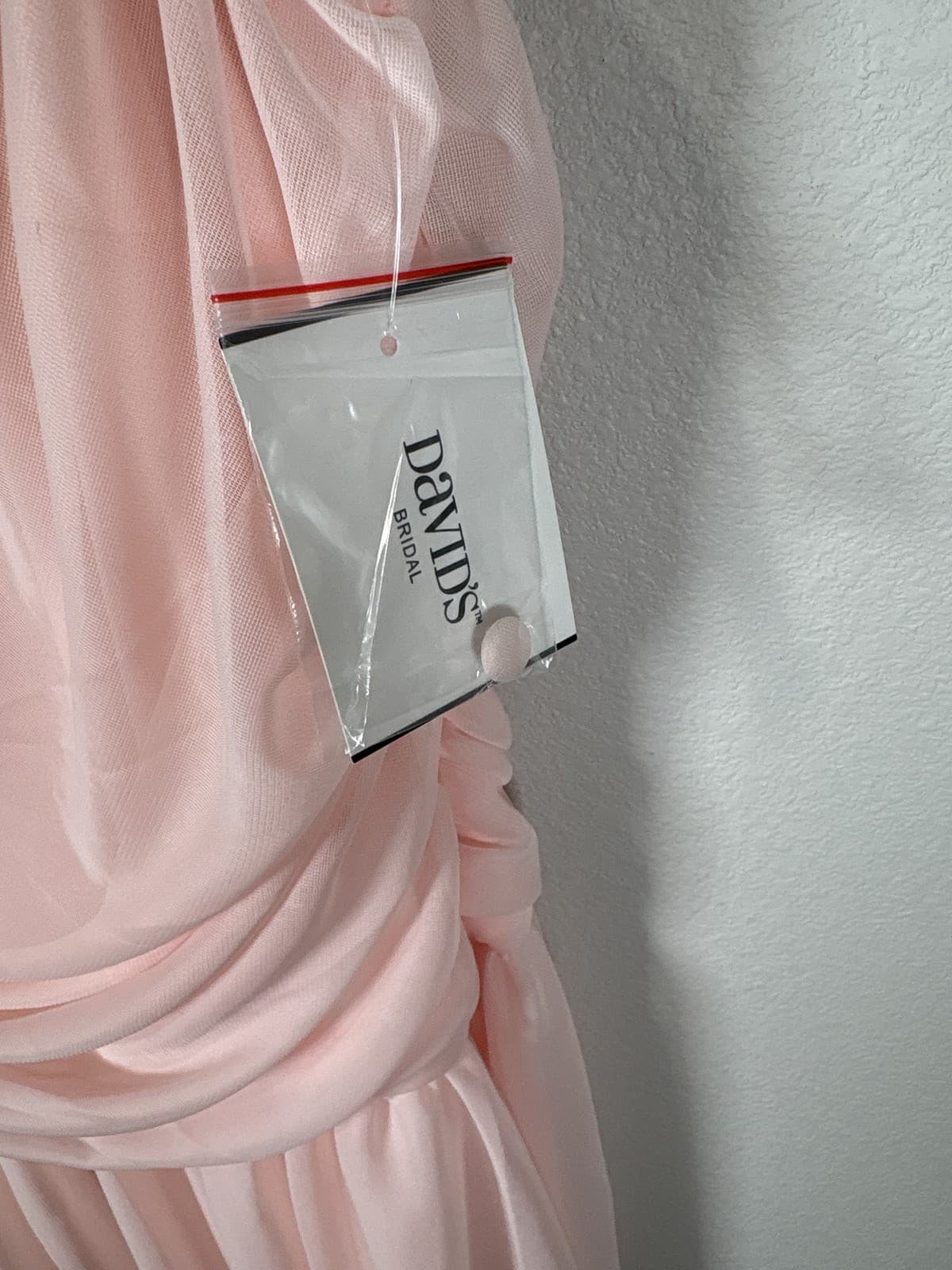 NWT Davids Bridal Pink Ruffle Jersey Maxi Dress SZ L Formal Gown The Edit DB - Thumbnail 2