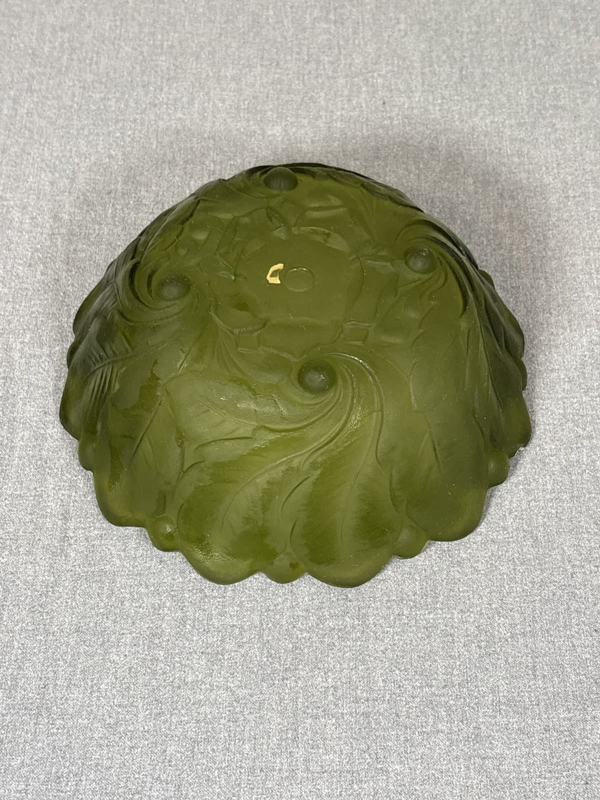 Vintage Indiana Glass Lily Pons Sunflower Bowl Avocado Green 7" Ruffled - Thumbnail 2