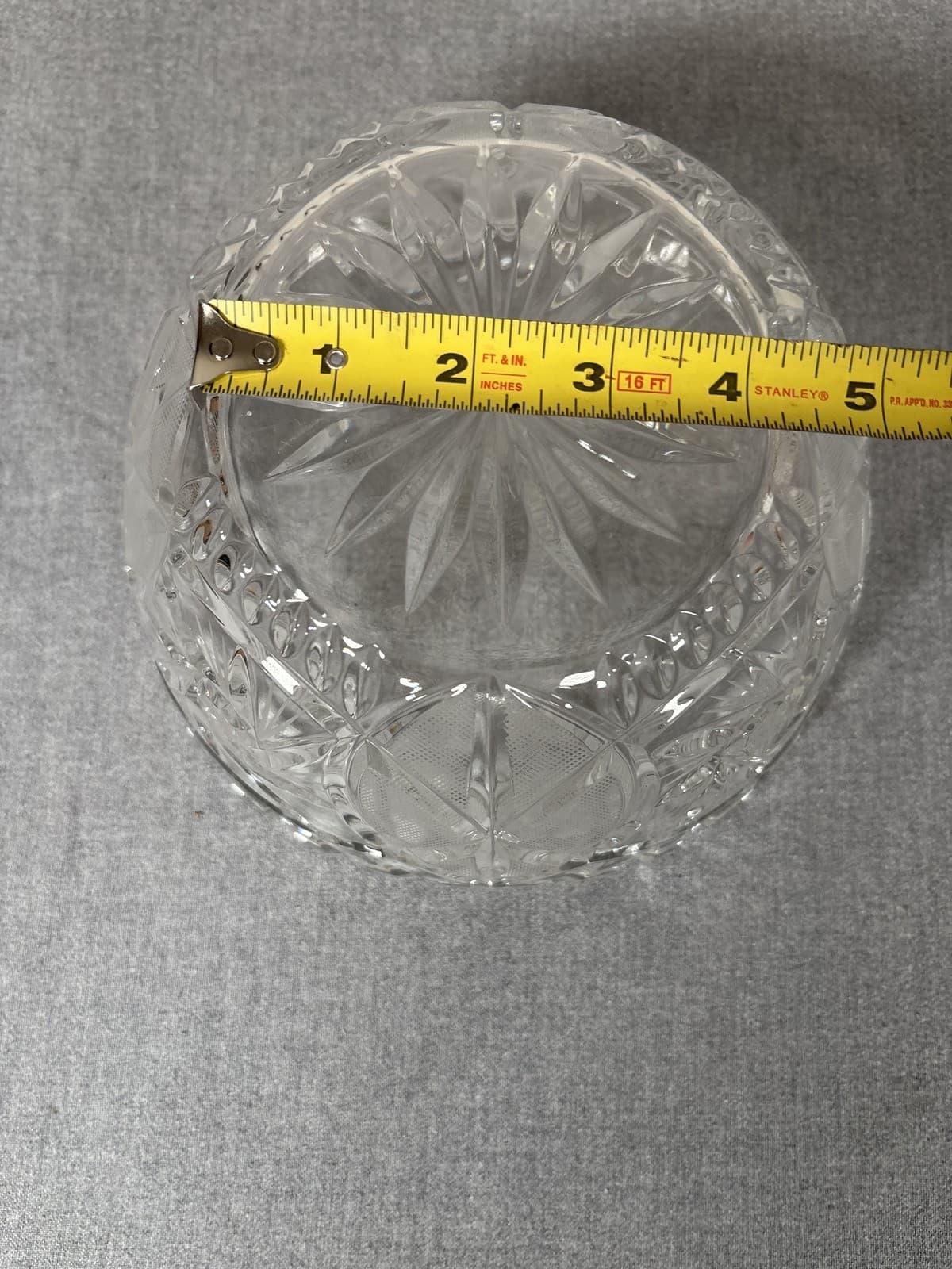 Vintage Cut Crystal Bowl Starburst Pinwheel Design 8.5" Heavy Serving - Thumbnail 6