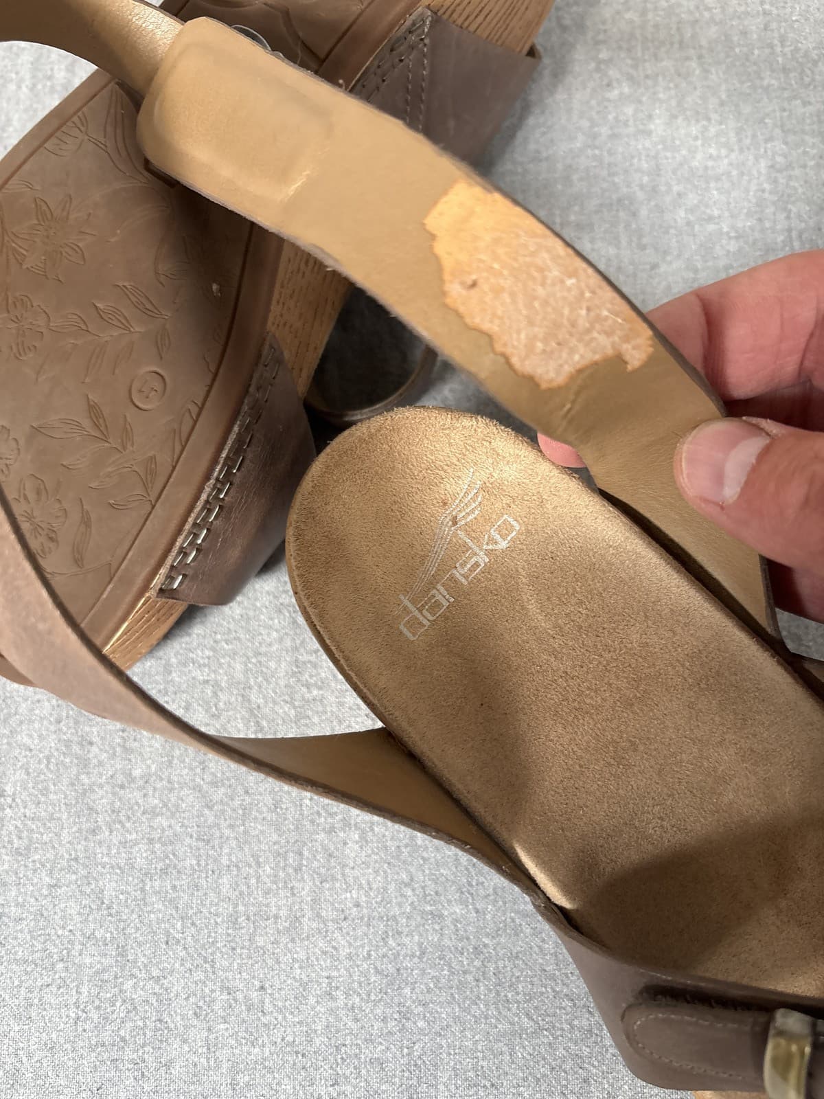 Dansko Tricia Milled Burnished Brown Leather Ankle Strap Wedge Sandals 41 - Thumbnail 5