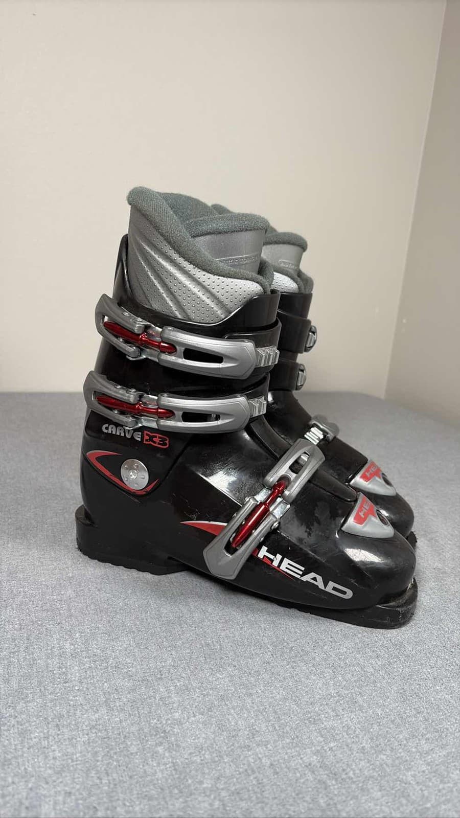 HEAD Carve X3 Ski Boots Black Red Gray Youth 6.5 to 7