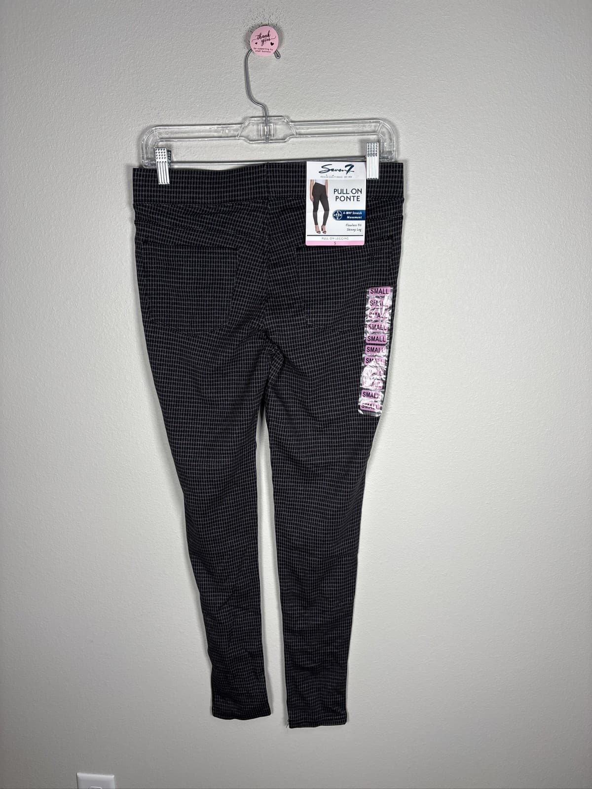 Seven7 Women's Pull On Ponte Leggings Plaid Skinny Pants Gray Size S - Thumbnail 4