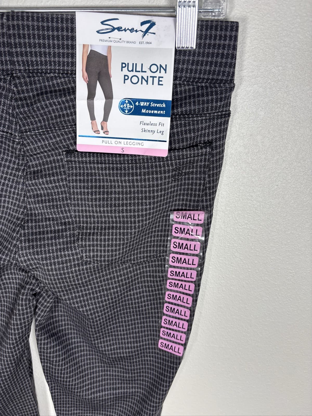 Seven7 Women's Pull On Ponte Leggings Plaid Skinny Pants Gray Size S - Thumbnail 5