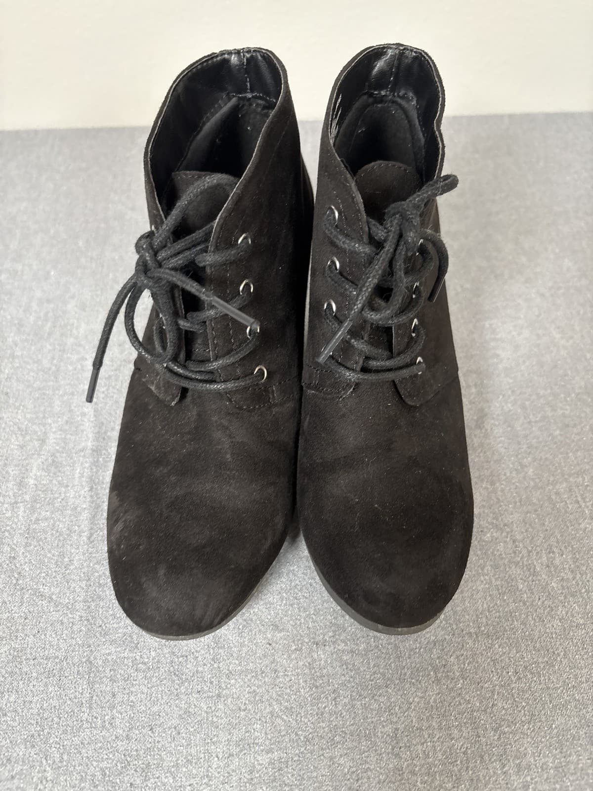 Arizona Jean Lawrence Ankle Boots Womens 8.5M Black Faux Suede Booties Lace Up - Thumbnail 4