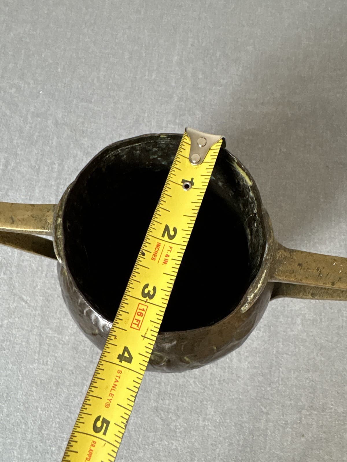 Vintage Hammered Copper Double Handle Vase Urn Patina 6.5" - Thumbnail 7