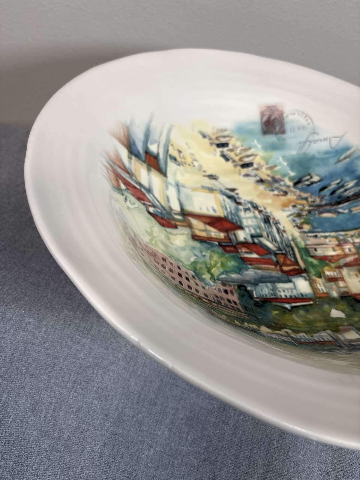 OPIFICIO ETICO 15" Round Pasta Bowl Italian Scene - Thumbnail 5