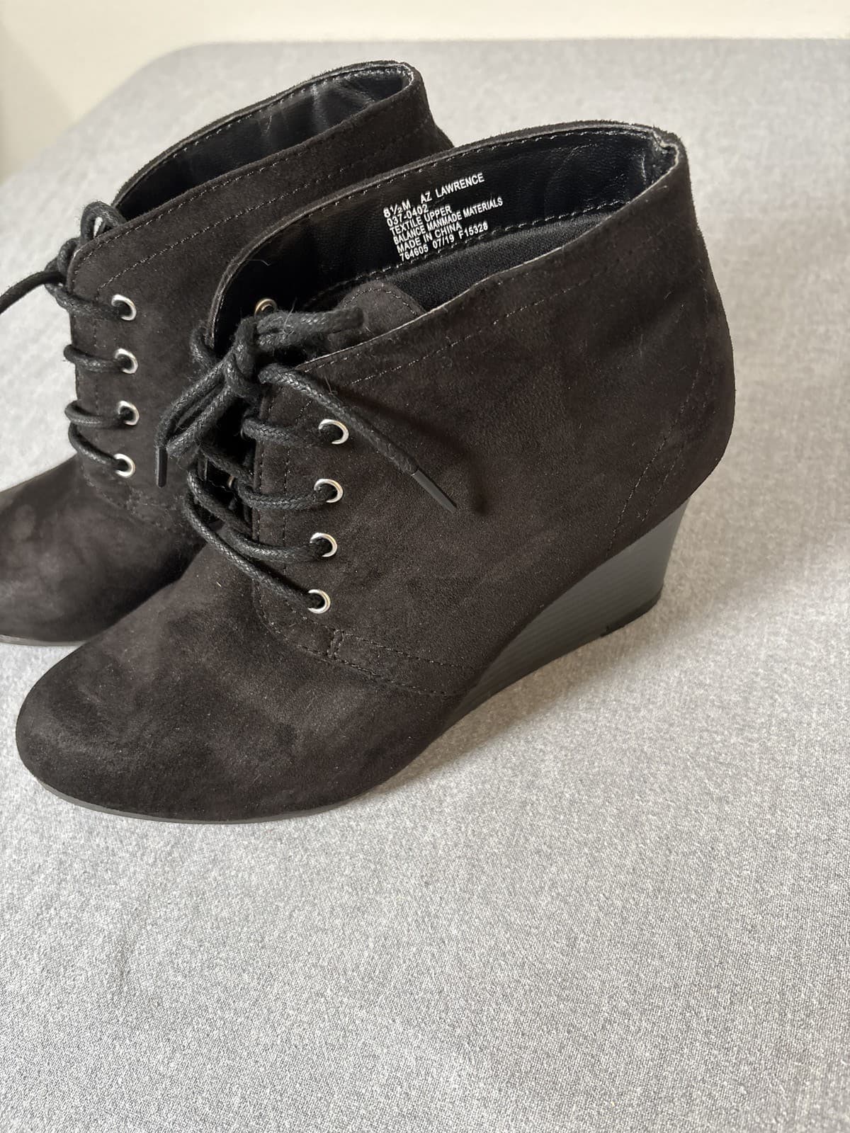 Arizona Jean Lawrence Ankle Boots Womens 8.5M Black Faux Suede Booties Lace Up - Thumbnail 2