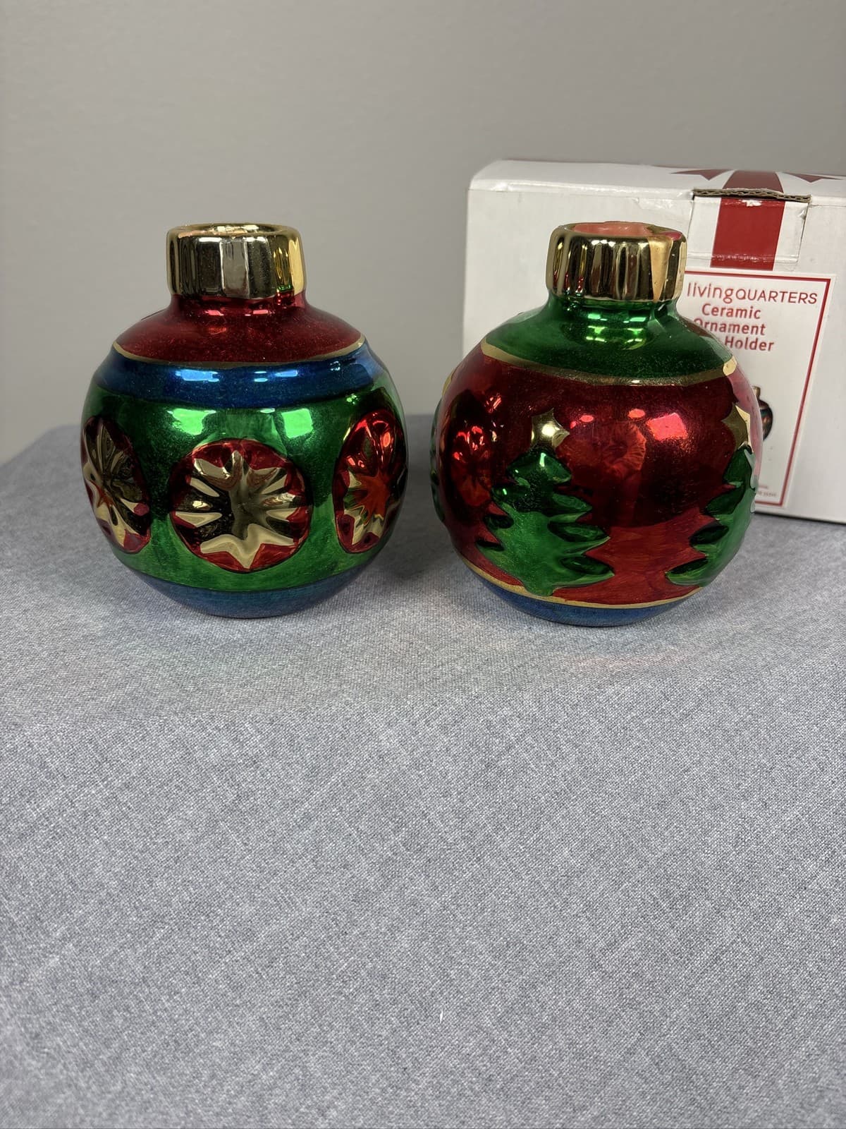 Living Quarters Ceramic Ornament Taper Candle Holders Set of 2 Box - Thumbnail 2