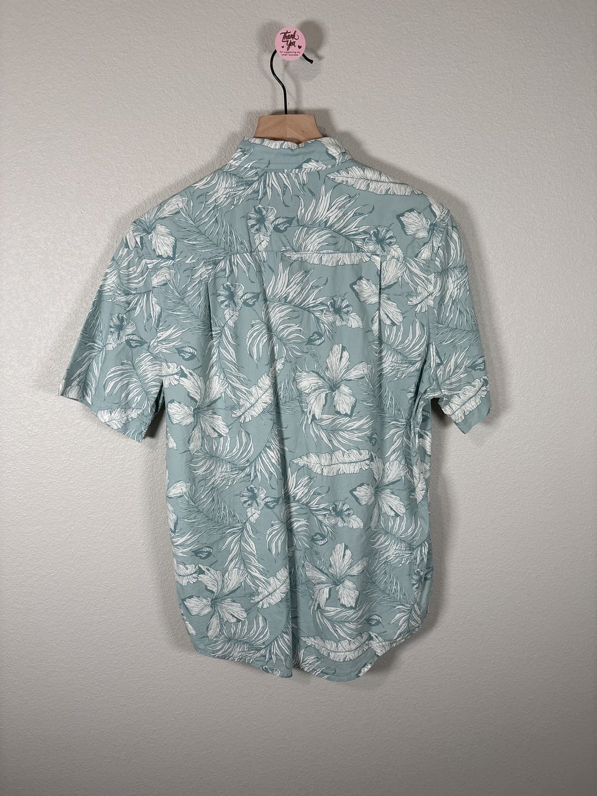 St Johns Bay Men's S Blue Hawaiian Tropical Leaf Button Up Shirt Casual - Thumbnail 3