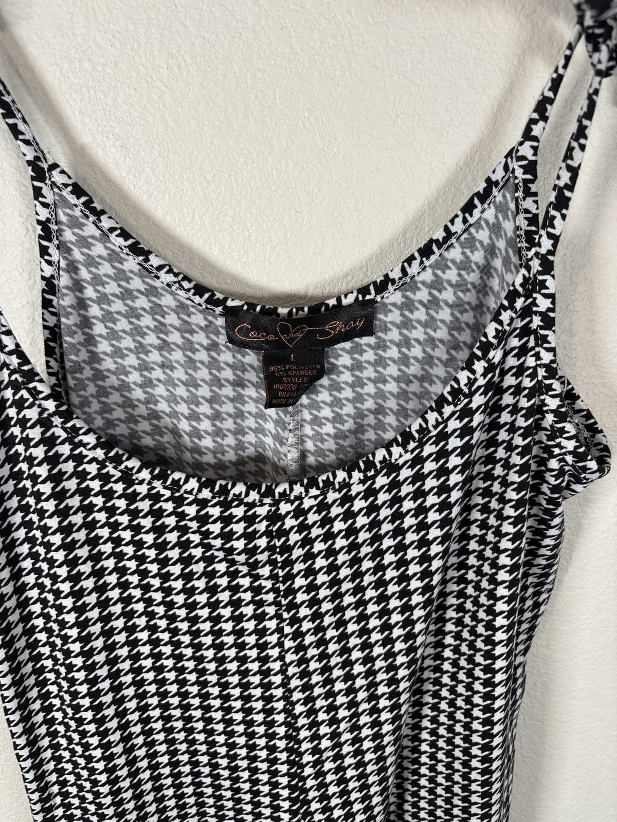 Coco & Shay Women's L Black White Houndstooth Stretch Jumper - Thumbnail 2