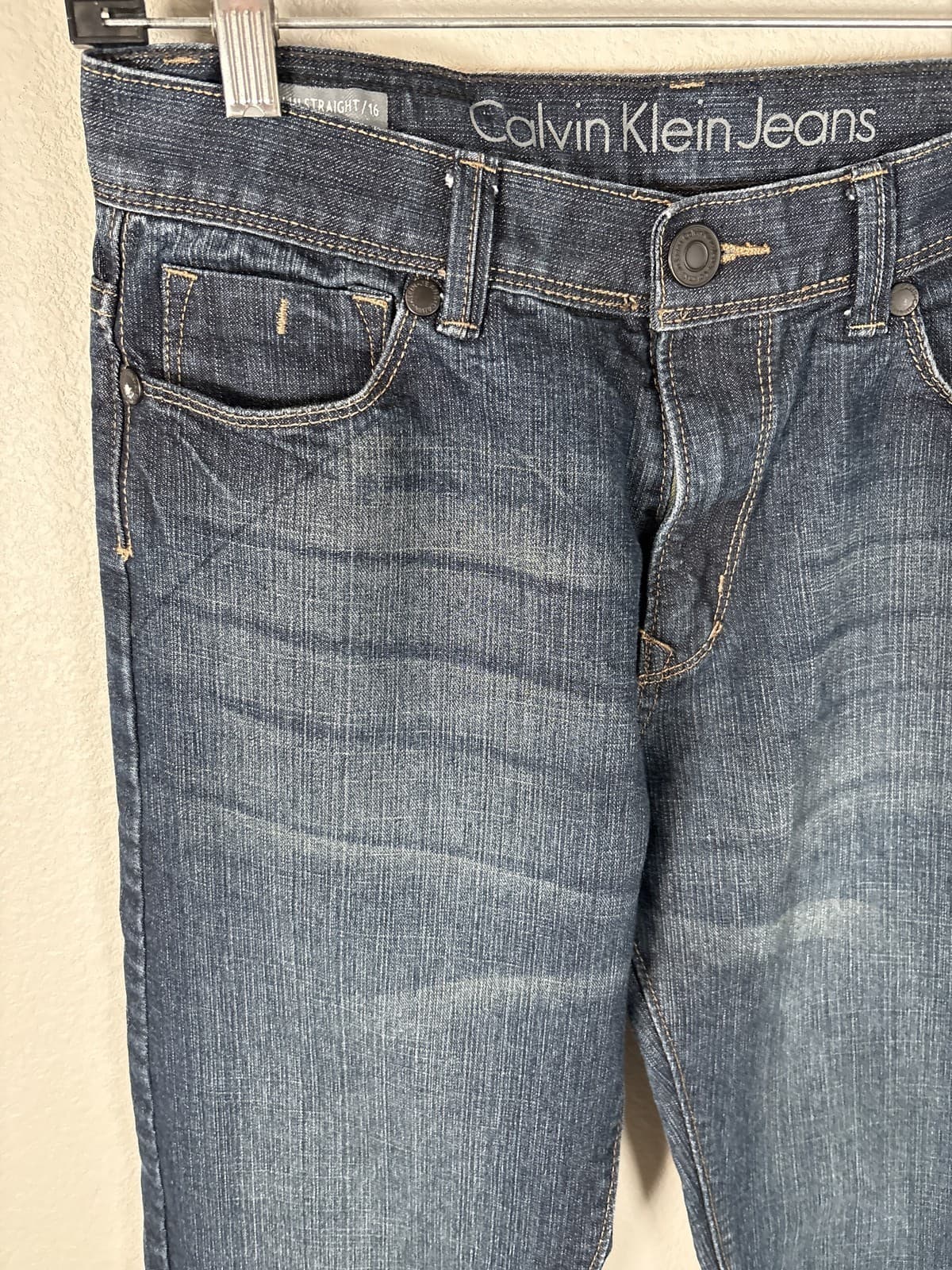Calvin Klein Rebel Slim Straight Jeans Womens 16 Dark Wash - Thumbnail 3