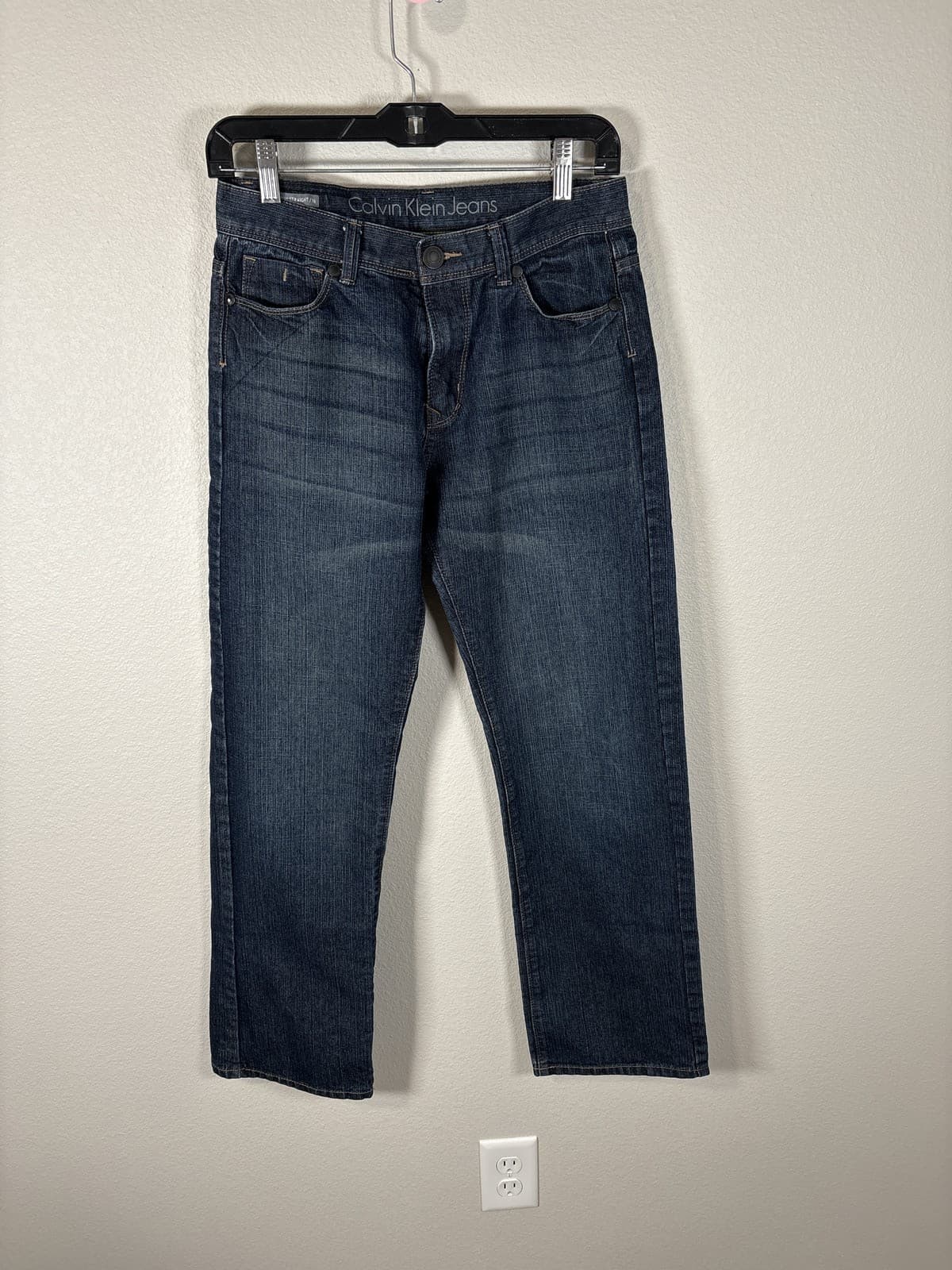 Calvin Klein Rebel Slim Straight Jeans Womens 16 Dark Wash