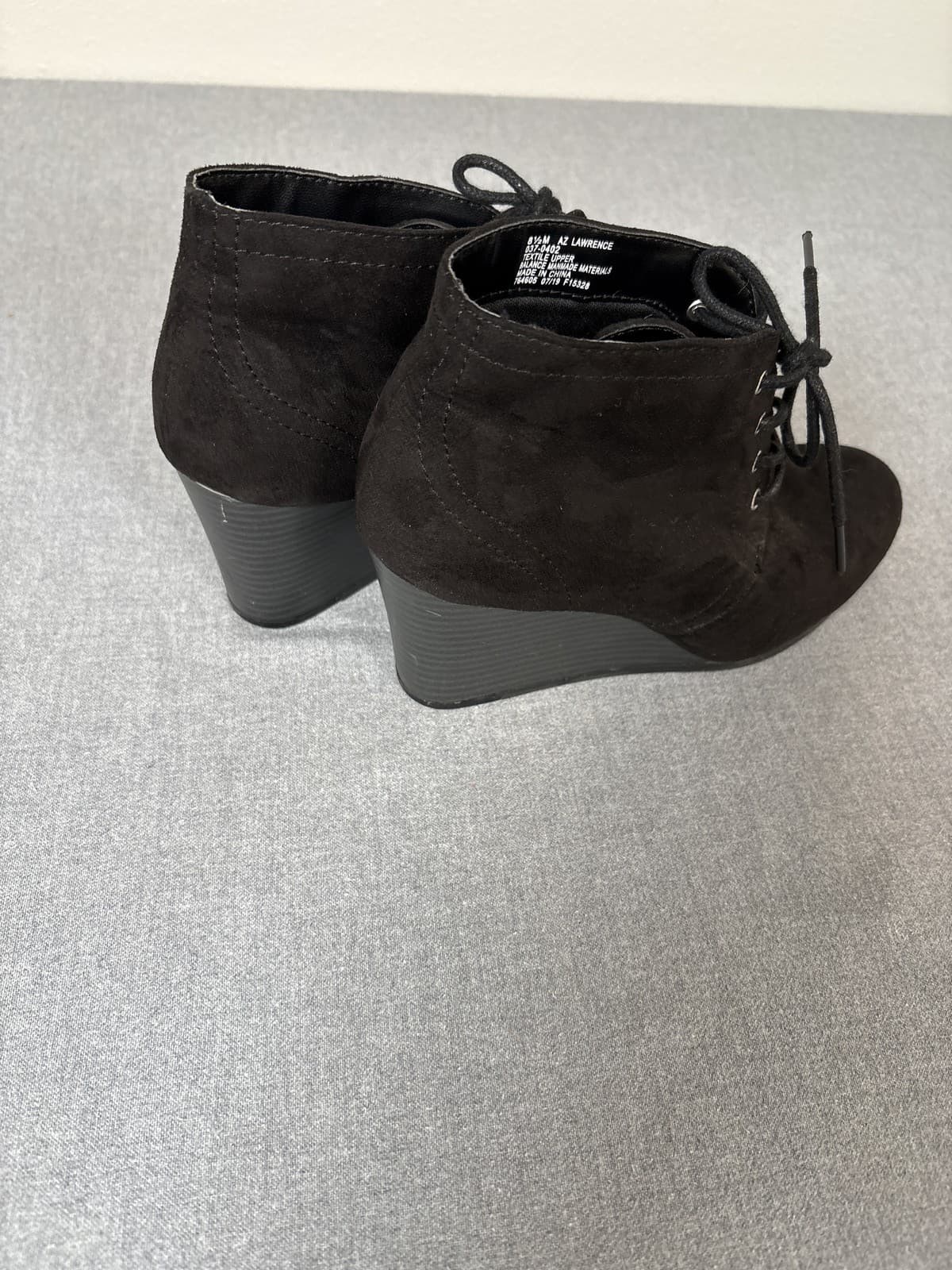 Arizona Jean Lawrence Ankle Boots Womens 8.5M Black Faux Suede Booties Lace Up - Thumbnail 3