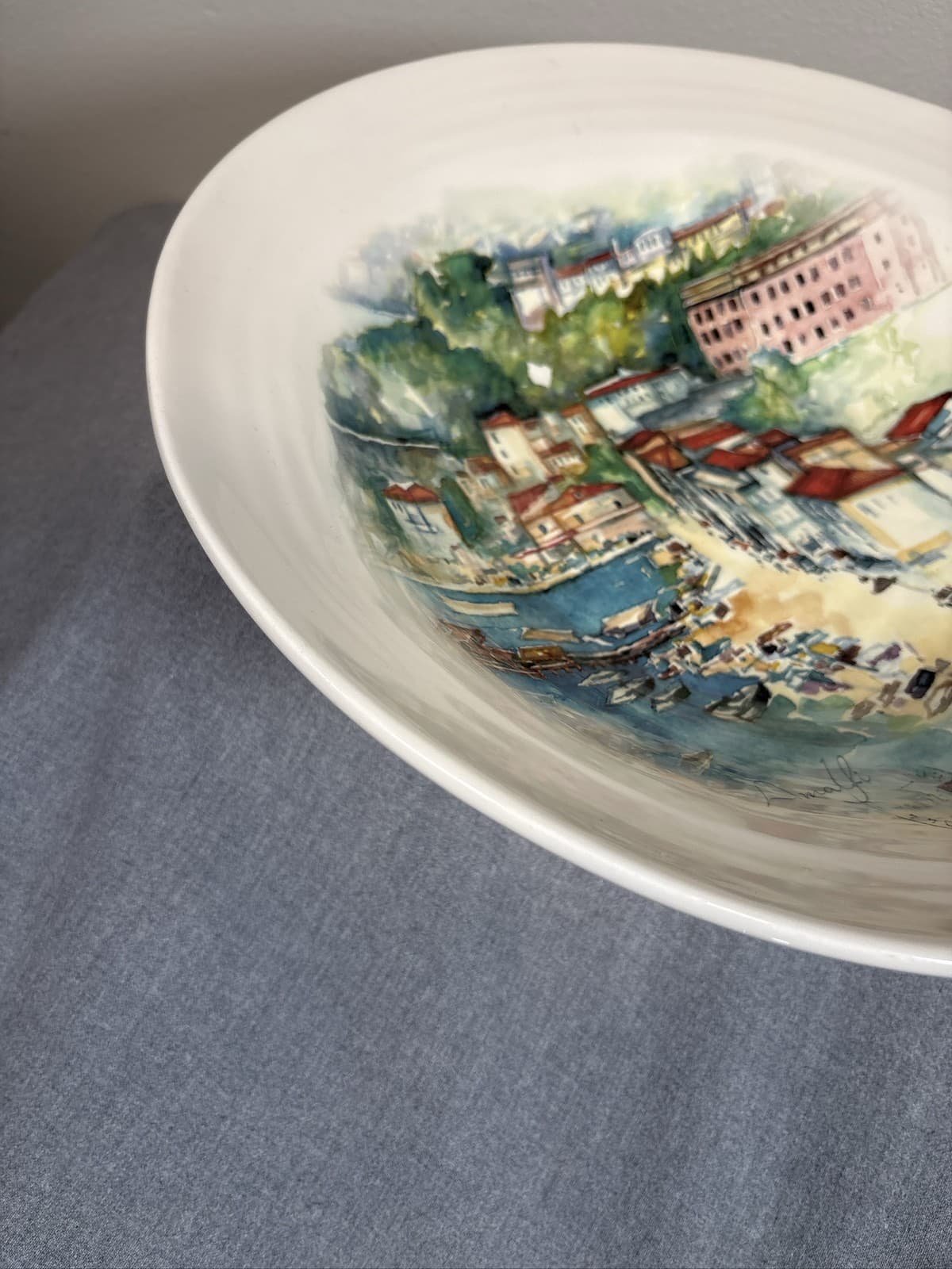 OPIFICIO ETICO 15" Round Pasta Bowl Italian Scene - Thumbnail 6
