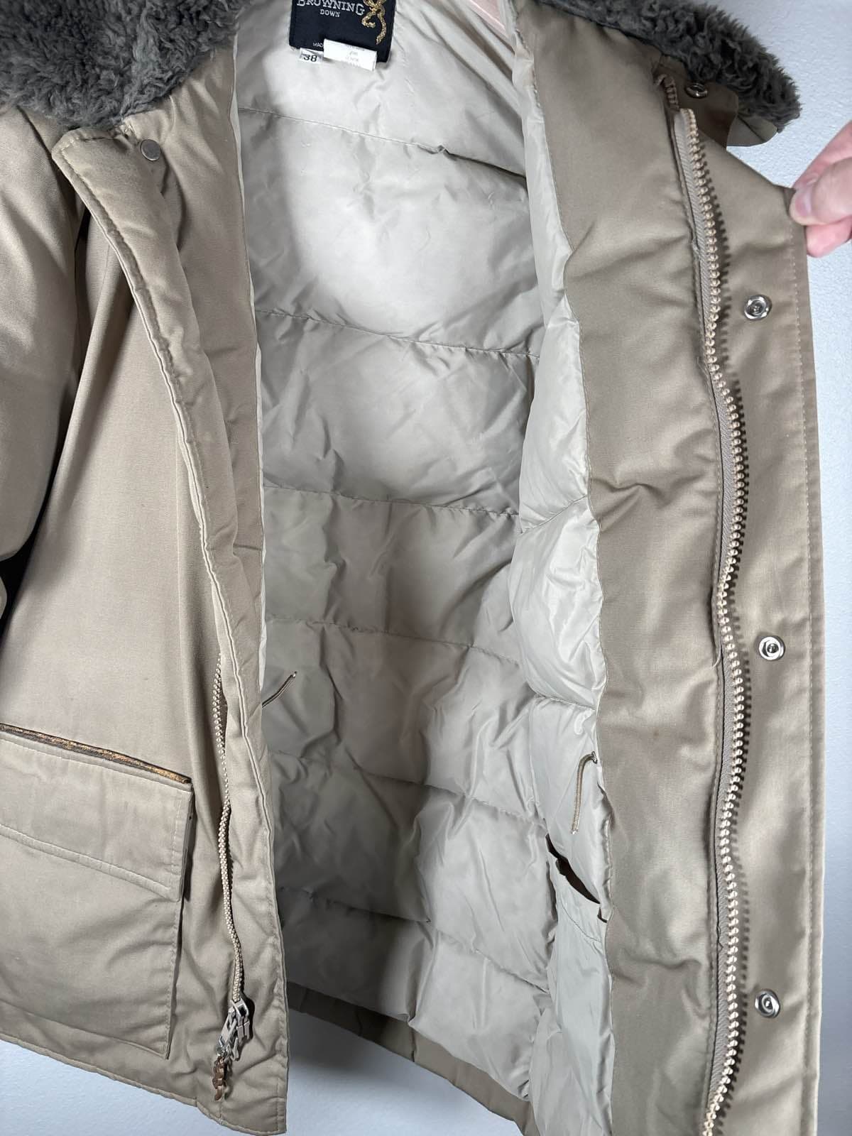 Browning Down Men’s Winter/Hunting Jacket 38 Faux Fur Collar Tan Down Insulated - Thumbnail 6