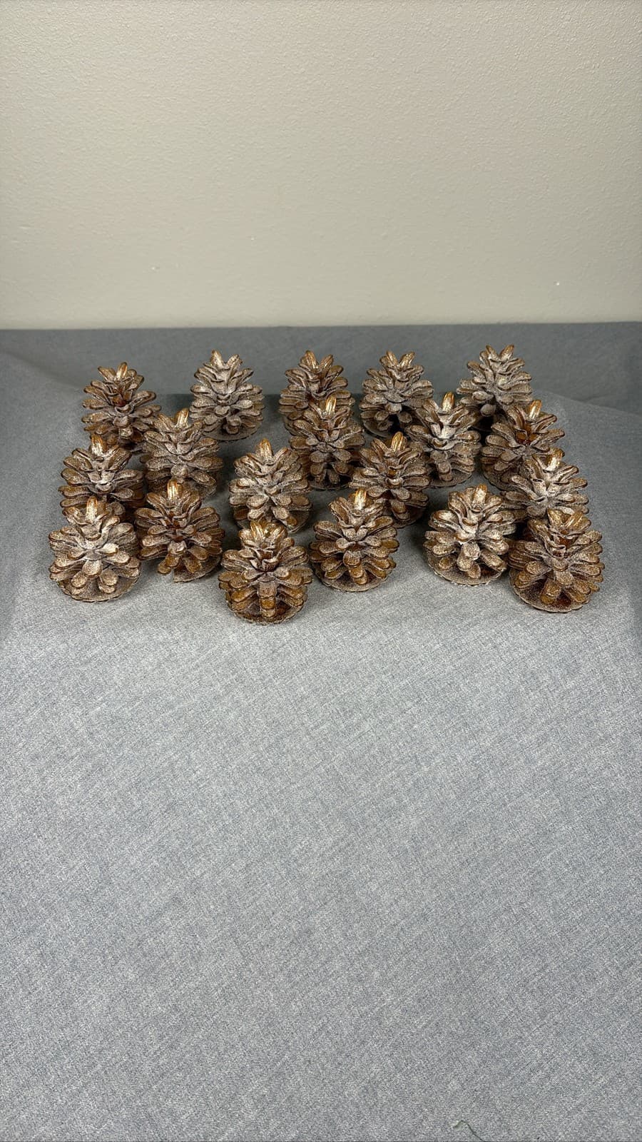 Vintage Lot of 18 Gold Glitter Pinecone Christmas Ornaments Holiday Decor