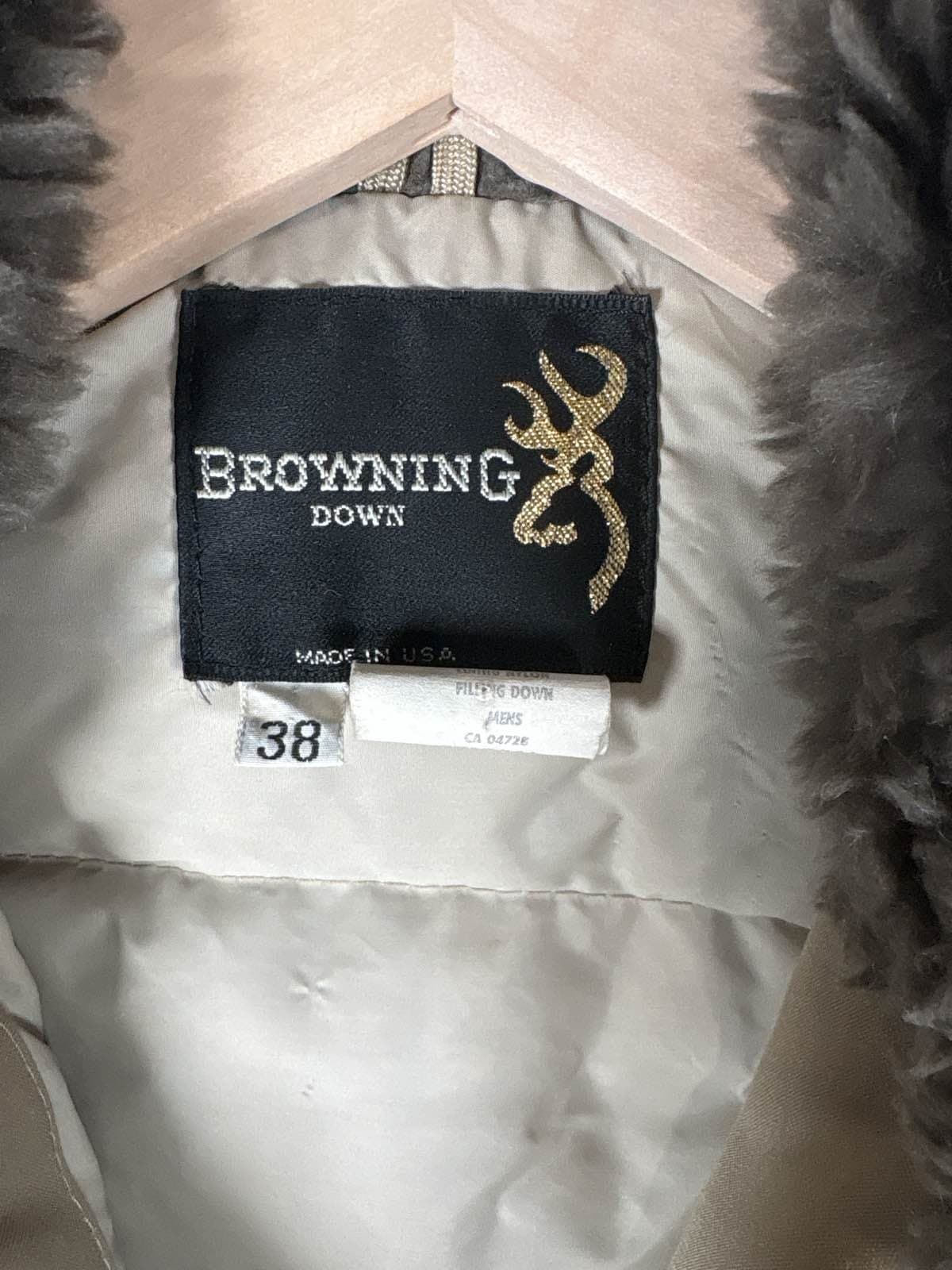 Browning Down Men’s Winter/Hunting Jacket 38 Faux Fur Collar Tan Down Insulated - Thumbnail 4