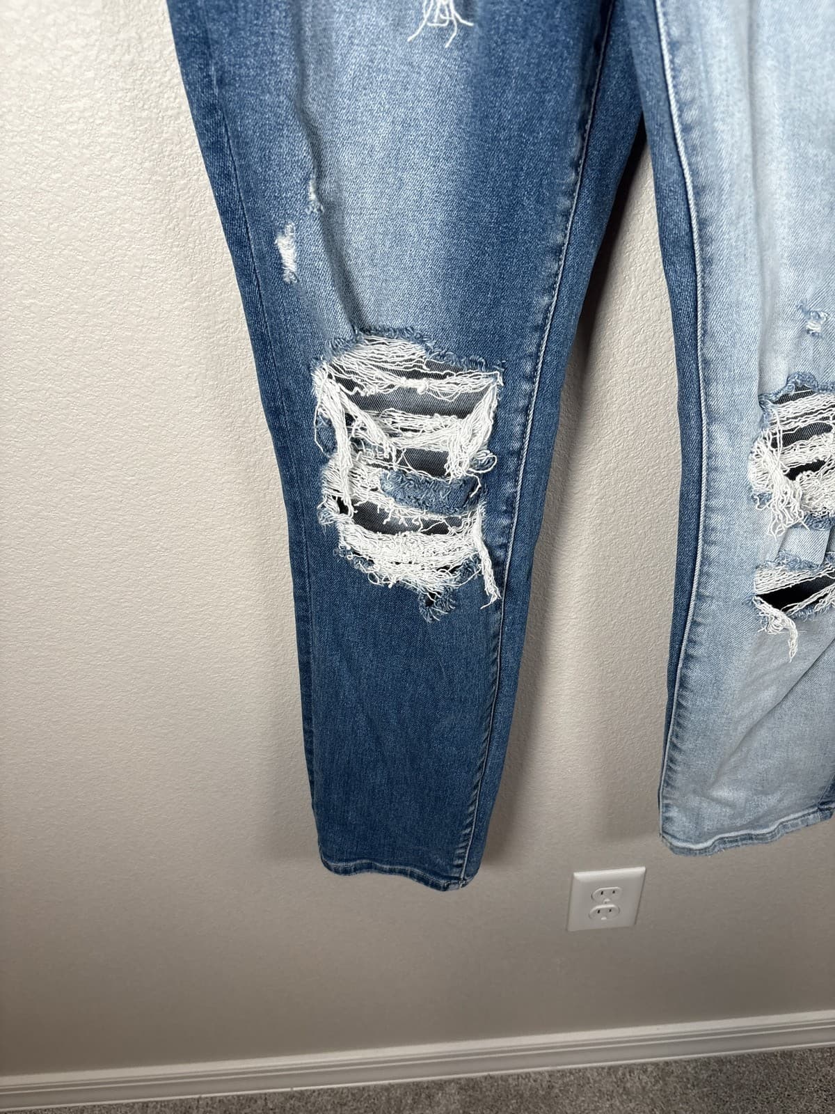 Flying Monkey Womens Distressed Two Tone Split Skinny Jeans Size 26 Ripped - Thumbnail 6