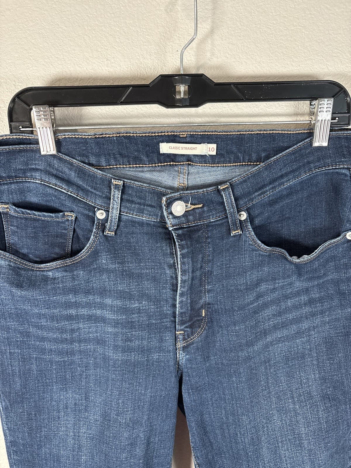 Levi’s Classic Straight Womens 10 Blue Mid Rise Stretch Dark Wash Denim - Thumbnail 2