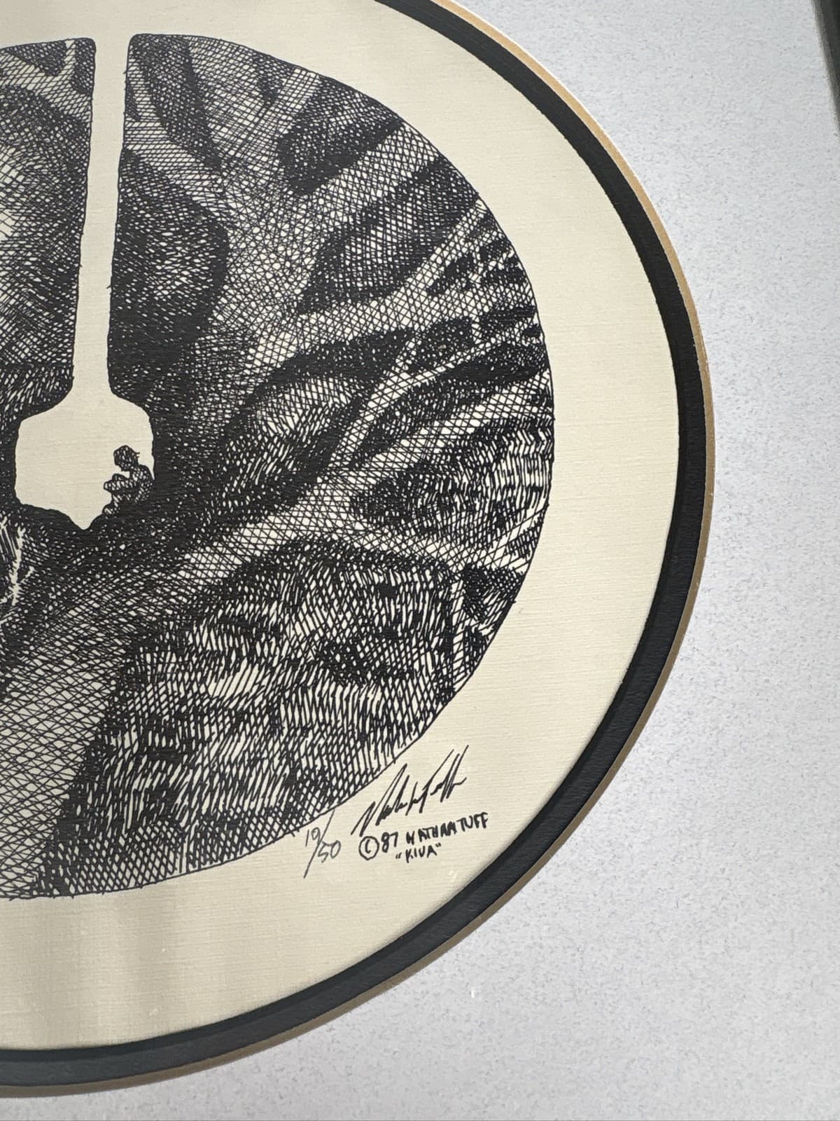 Nathan Tuff Kiva Signed Numbered Art Print 19/50 Framed Black White 1987 - Thumbnail 2