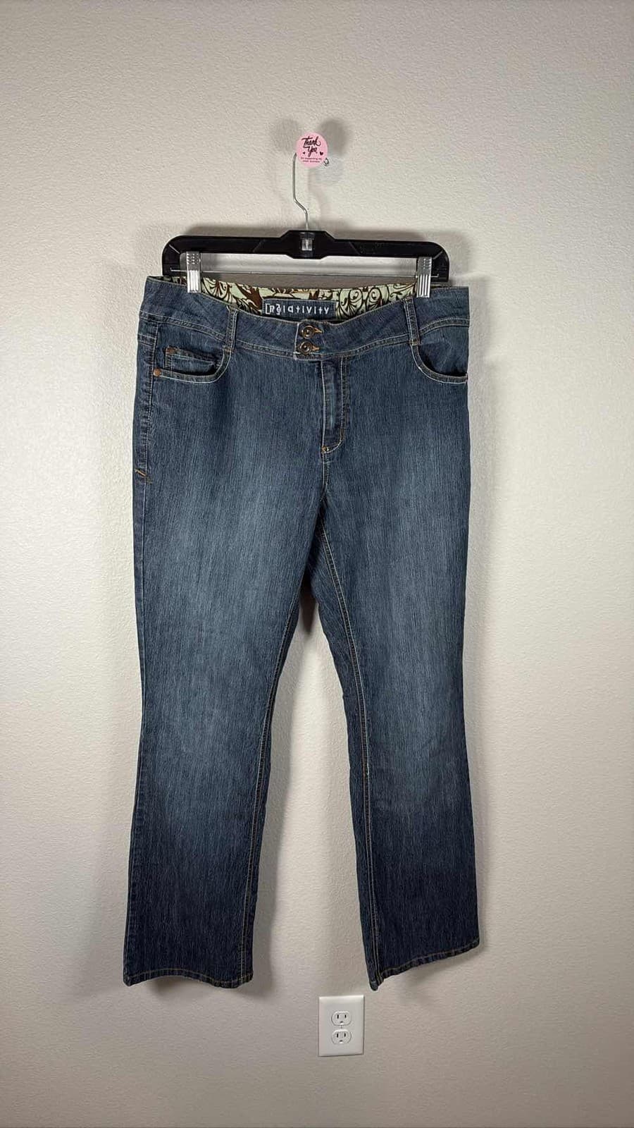 Relativity Women's Blue Denim Straight Leg Jeans Mid-Rise 12