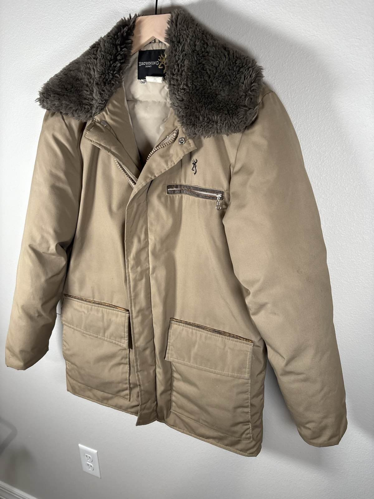Browning Down Men’s Winter/Hunting Jacket 38 Faux Fur Collar Tan Down Insulated - Thumbnail 3