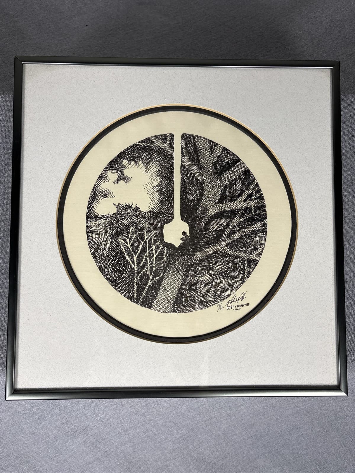 Nathan Tuff Kiva Signed Numbered Art Print 19/50 Framed Black White 1987