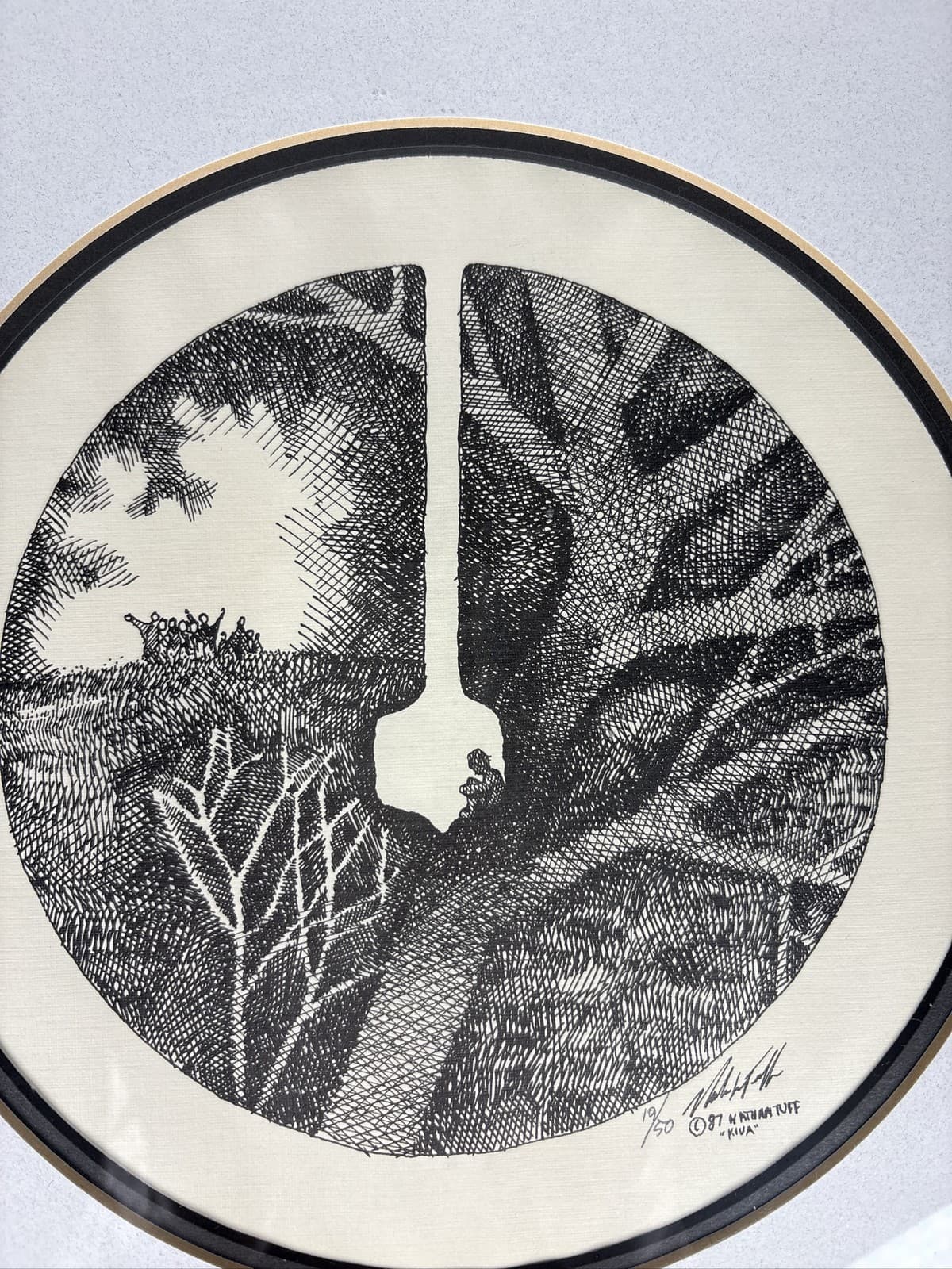 Nathan Tuff Kiva Signed Numbered Art Print 19/50 Framed Black White 1987 - Thumbnail 4