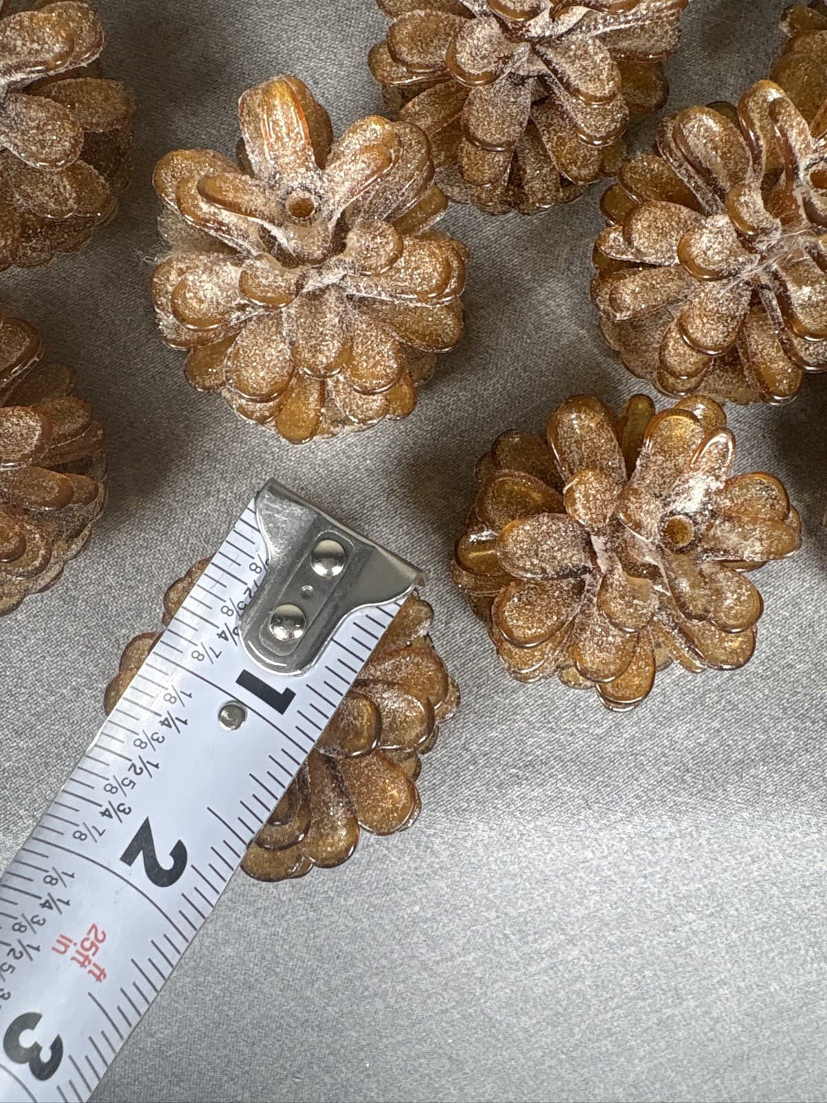 Vintage Lot of 18 Gold Glitter Pinecone Christmas Ornaments Holiday Decor - Thumbnail 6