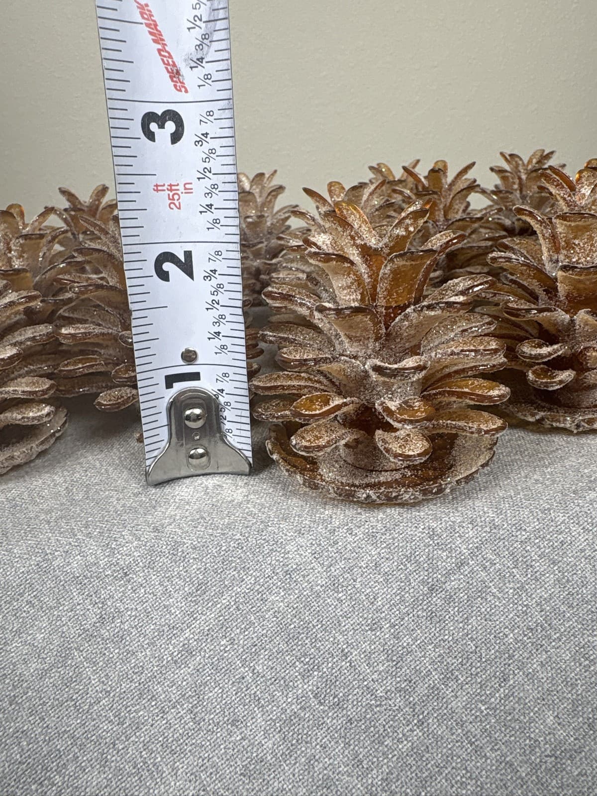 Vintage Lot of 18 Gold Glitter Pinecone Christmas Ornaments Holiday Decor - Thumbnail 5