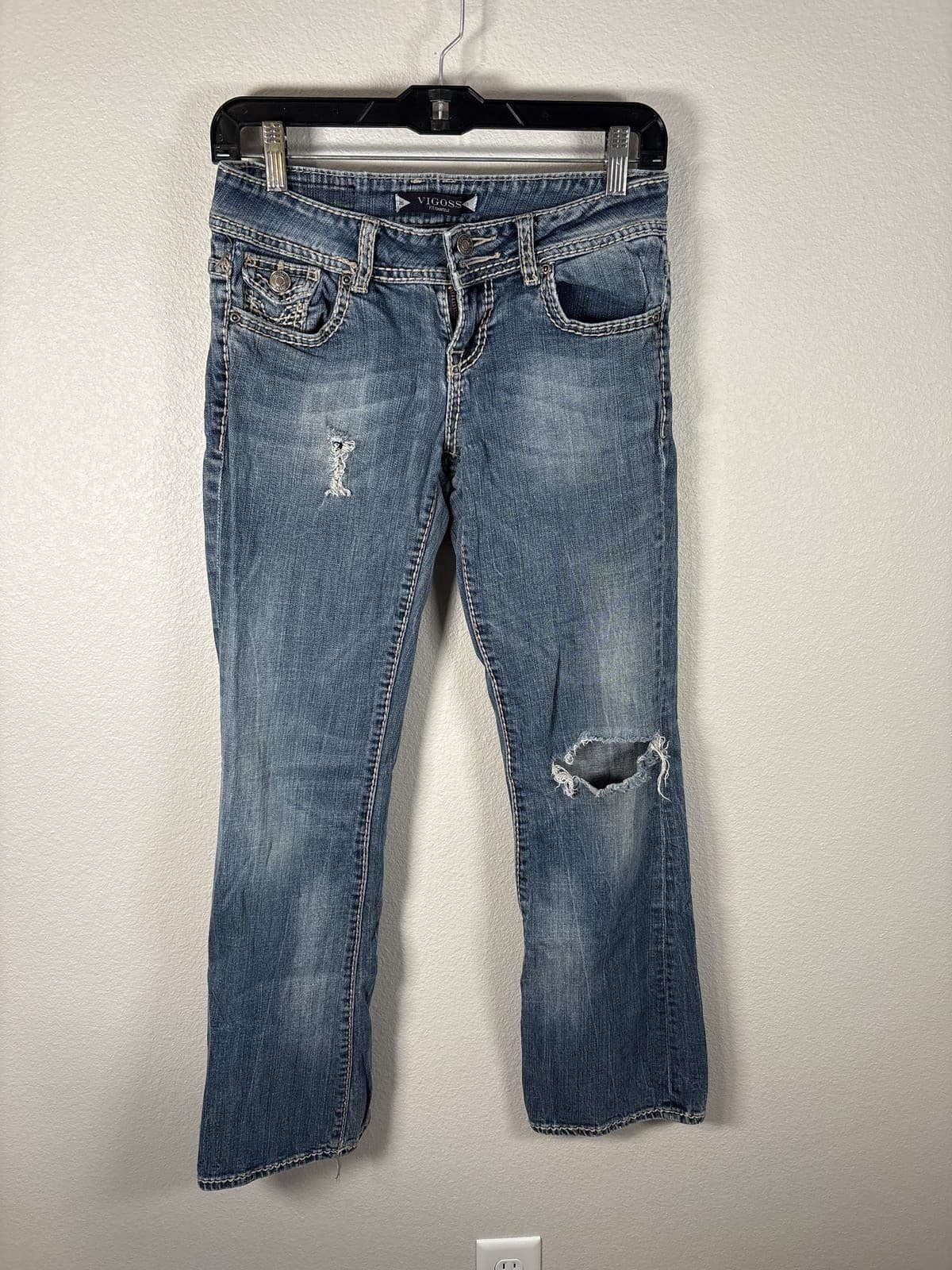Vigoss Women's Blue Fit Bootcut Jeans Size 26 Distressed