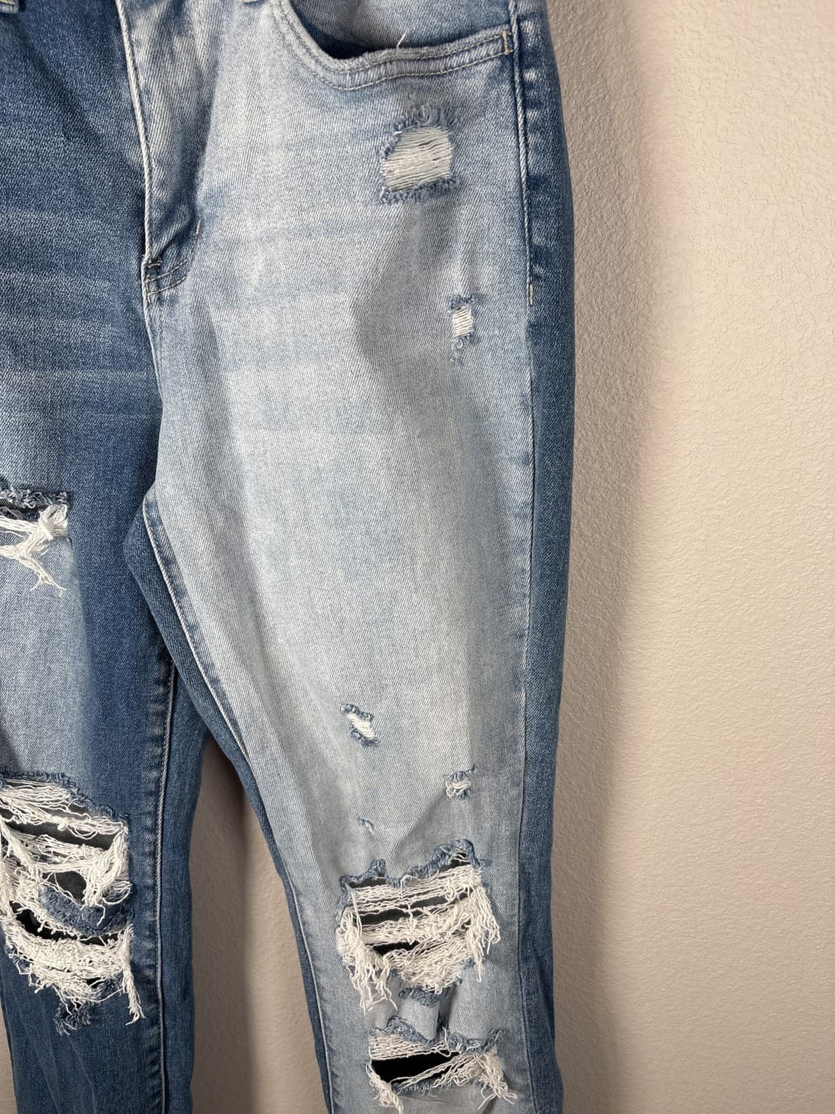 Flying Monkey Womens Distressed Two Tone Split Skinny Jeans Size 26 Ripped - Thumbnail 4