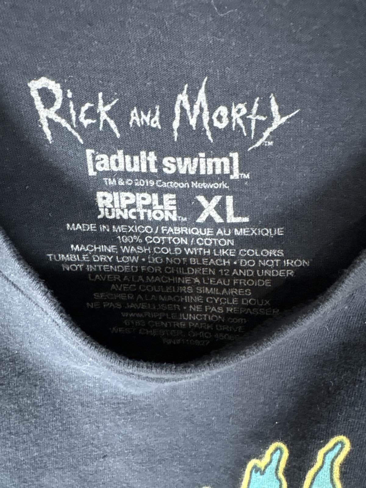 Rick and Morty Adult Swim Graphic T-Shirt Men's Black Cast Tee XL - Thumbnail 2