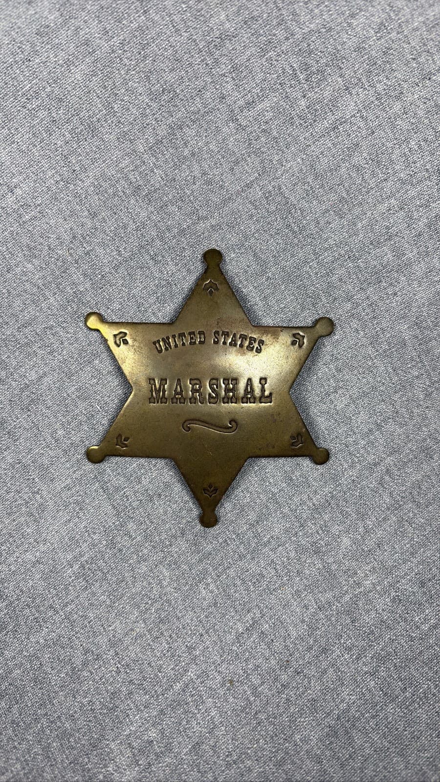 United States Marshal Brass Star Badge Old West Lawman Police Prop